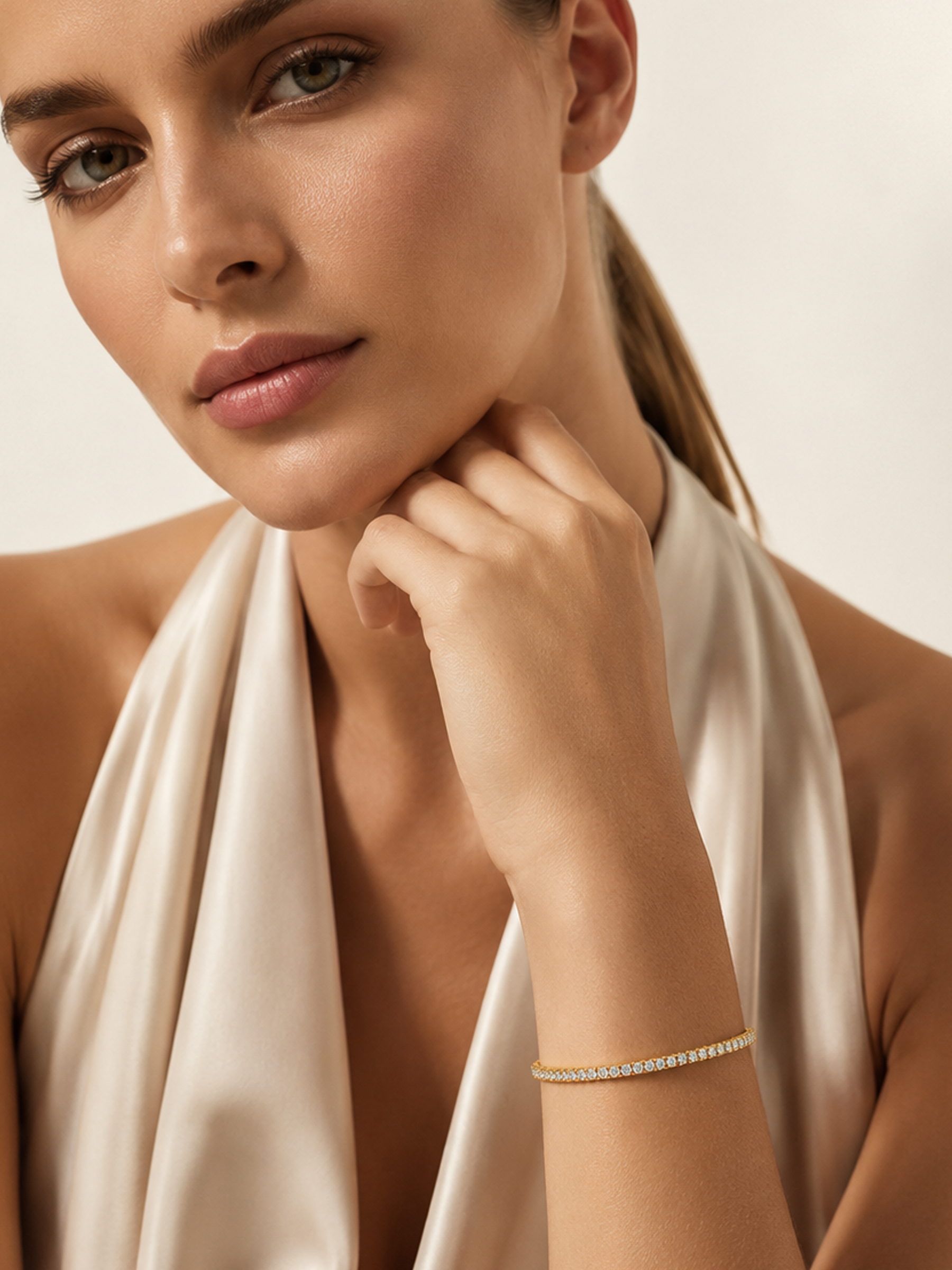 Sparkling Gold Tennis Bracelet 18K Gold Tone Finish