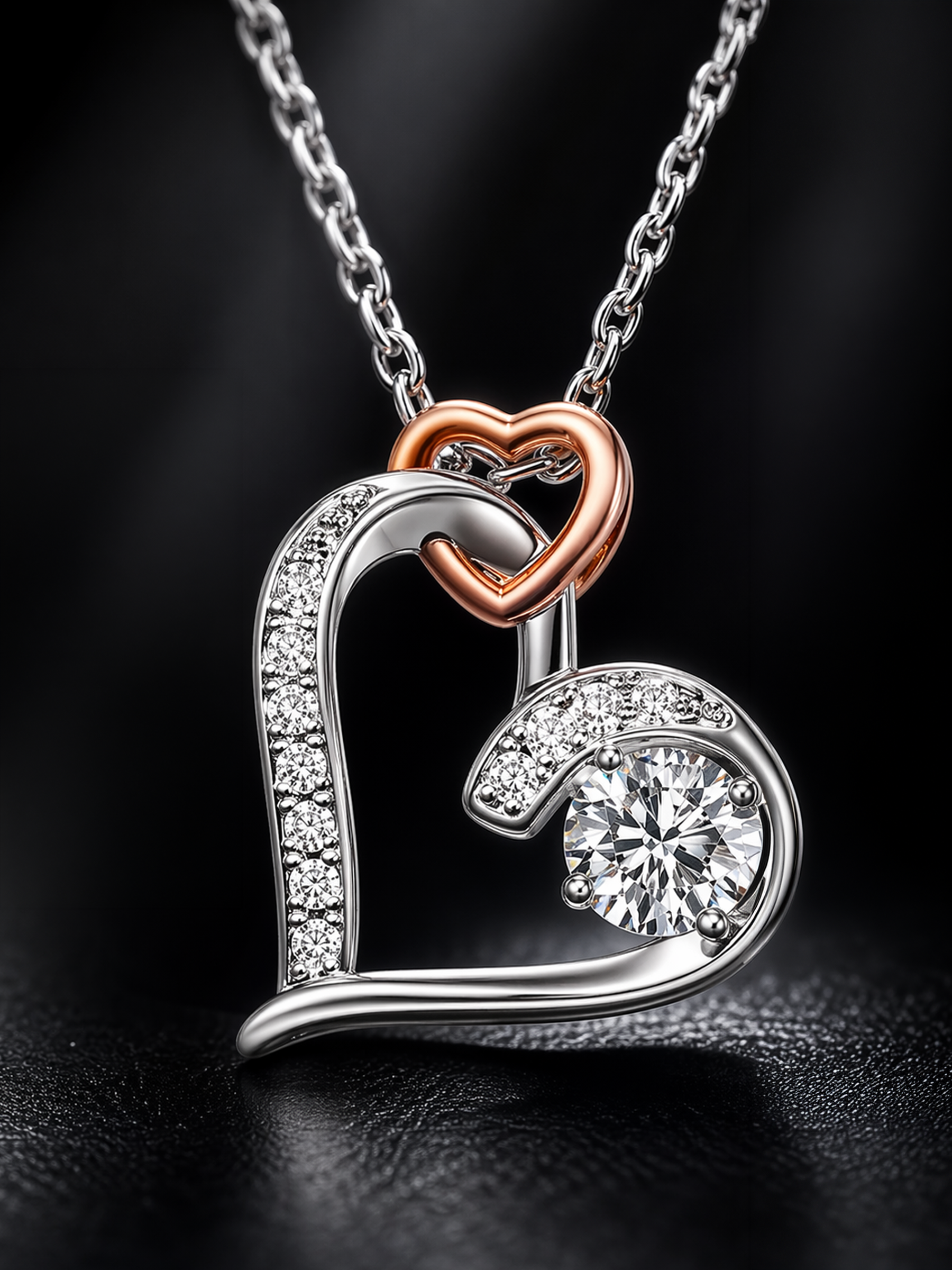 18K White Gold Plated Infinity Love Heart Necklace