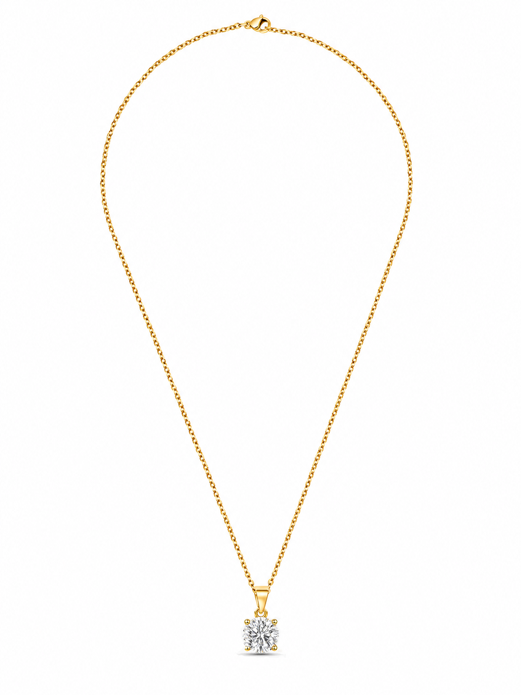 1.25Ct Solitaire Pendant Necklace 18K Gold Tone Finish