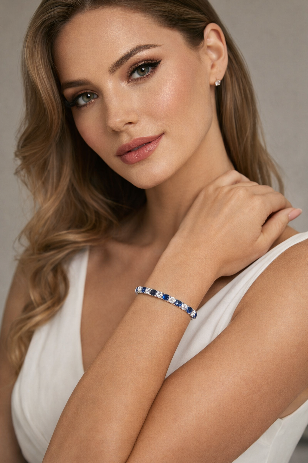 Adjustable Blue Sapphire Tennis Bracelet