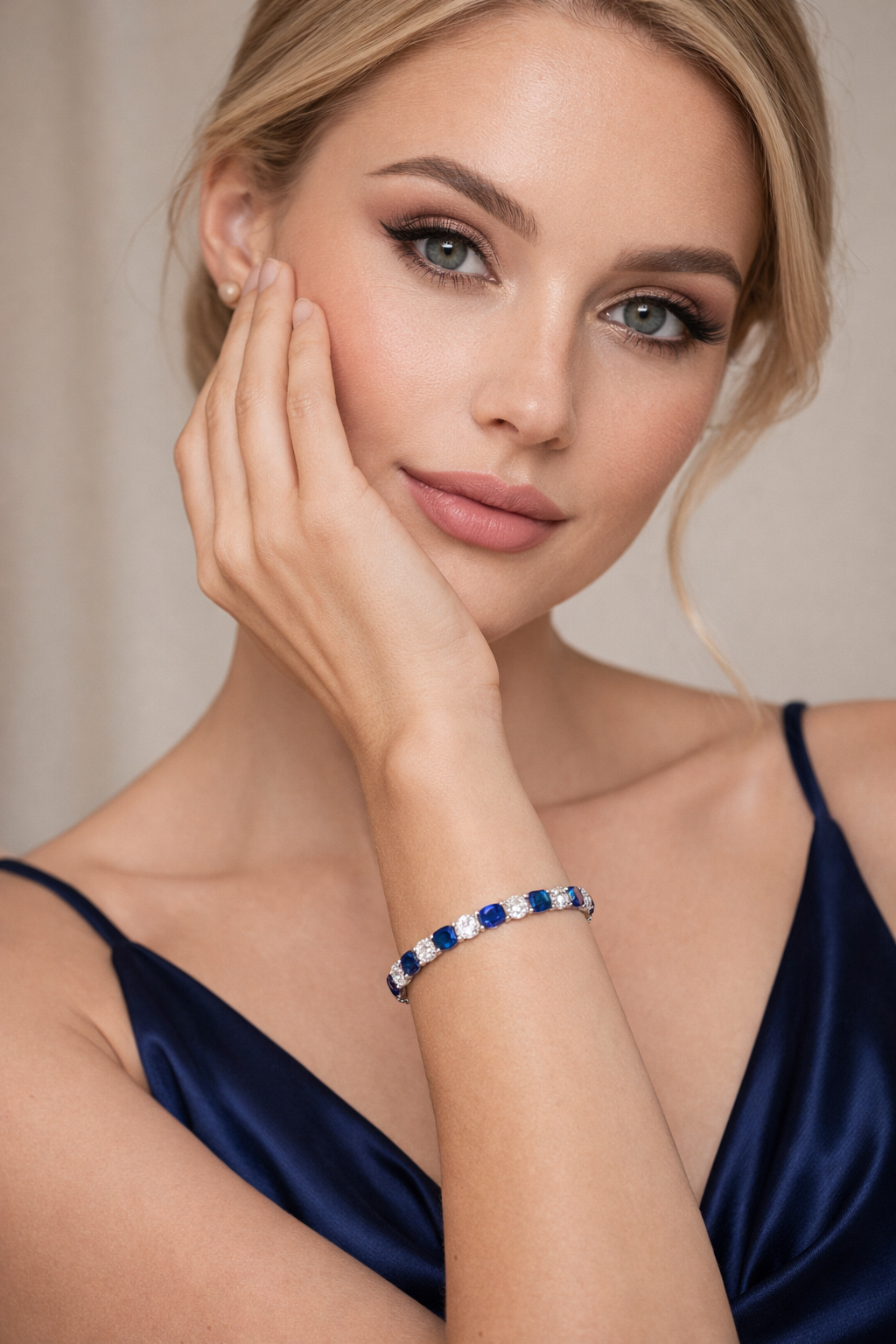 Adjustable Blue Sapphire Tennis Bracelet