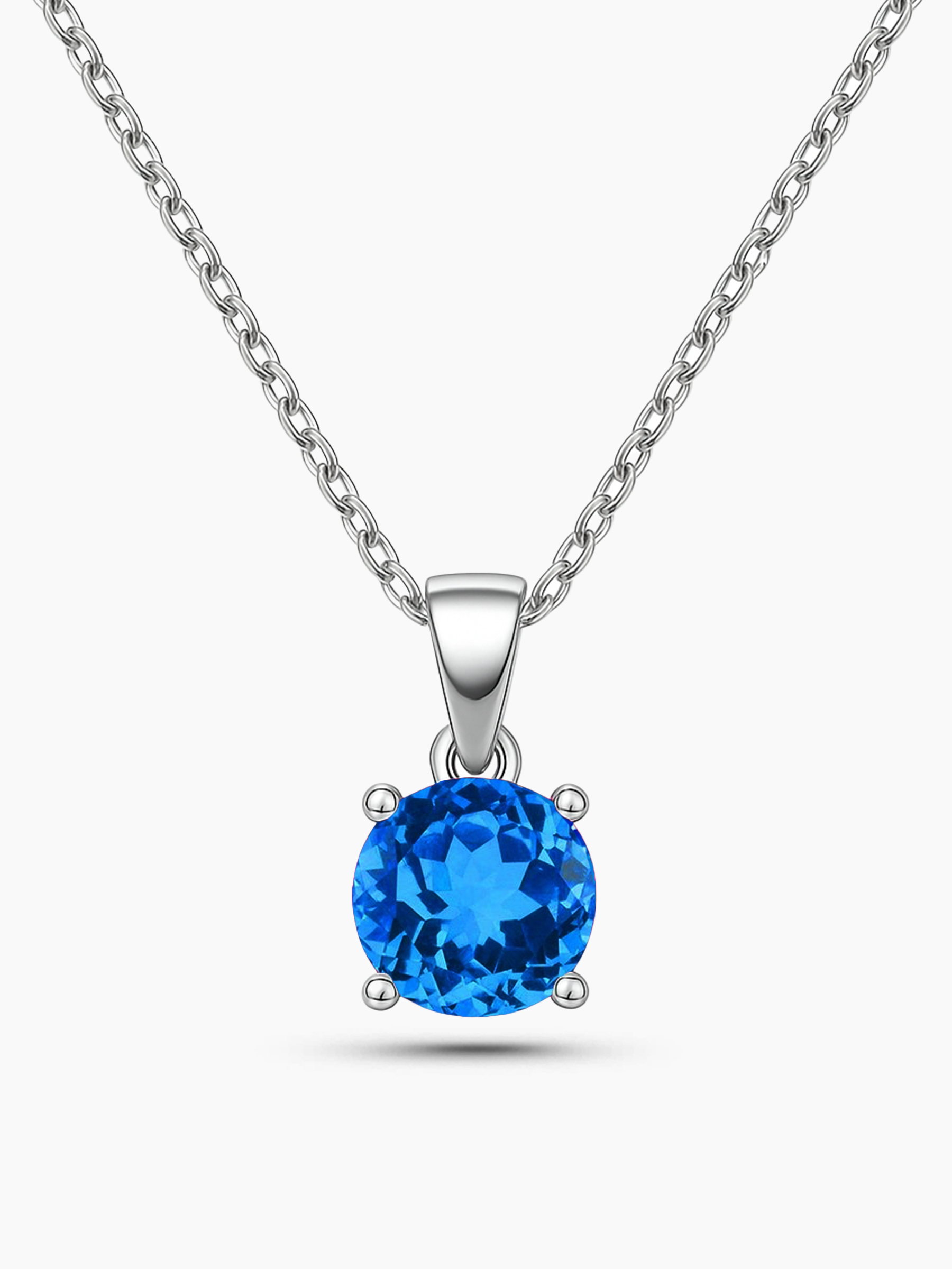 2ct Lab Grown Aquamarine Blue Sapphire Pendant Necklace