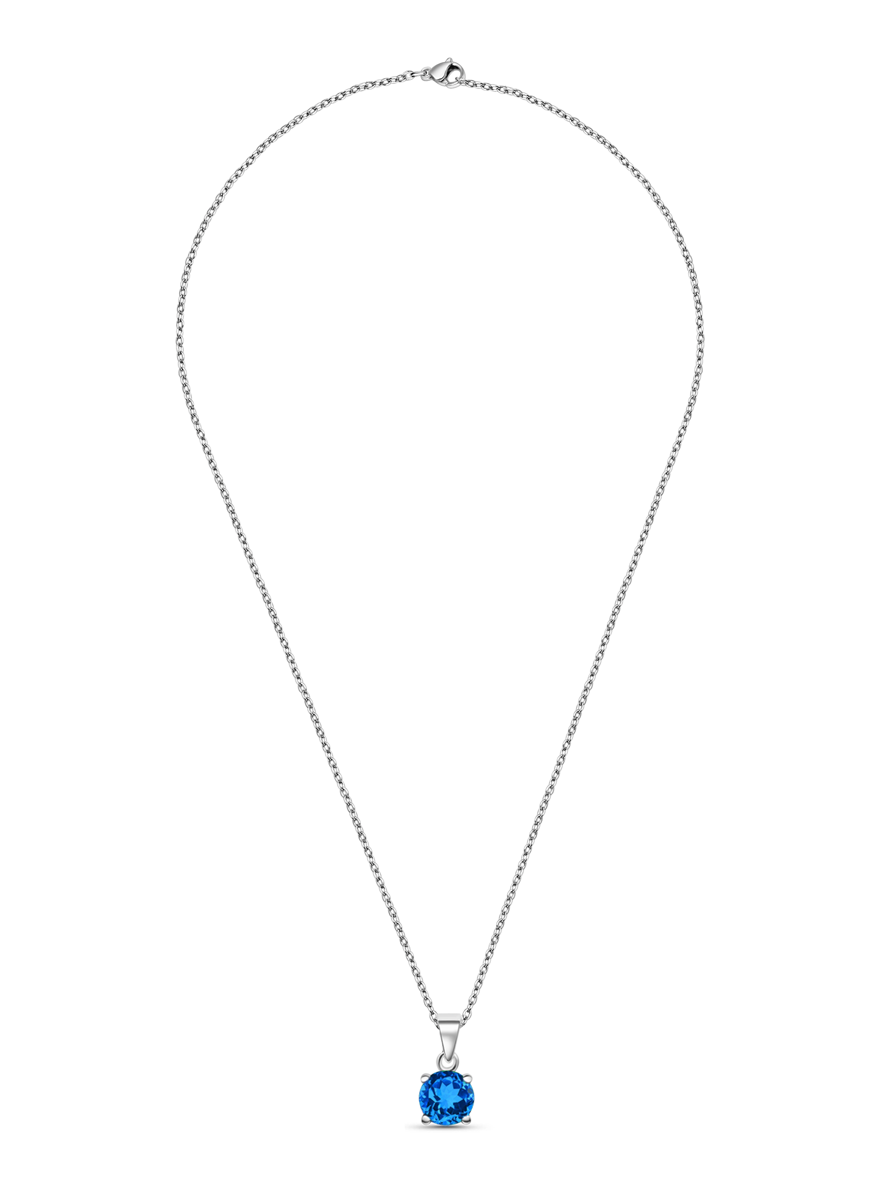 2ct Lab Grown Aquamarine Blue Sapphire Pendant Necklace