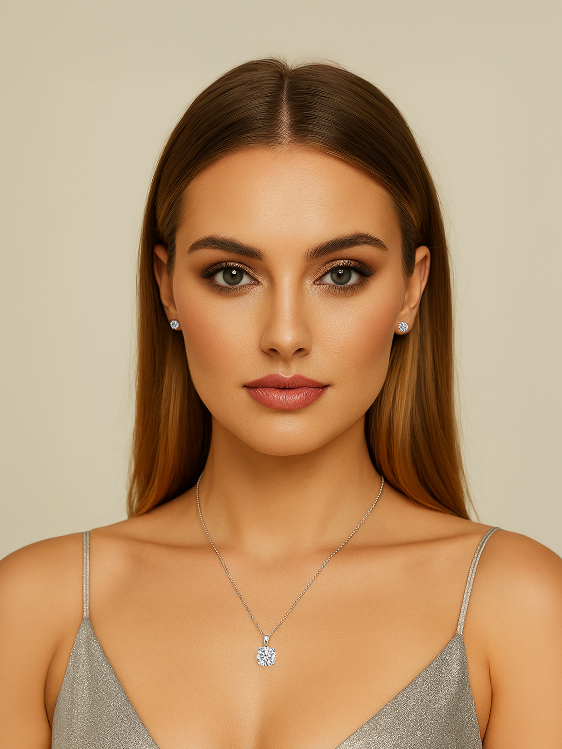 women wearing 2ct Lab Grown White Sapphire Pendant Necklace