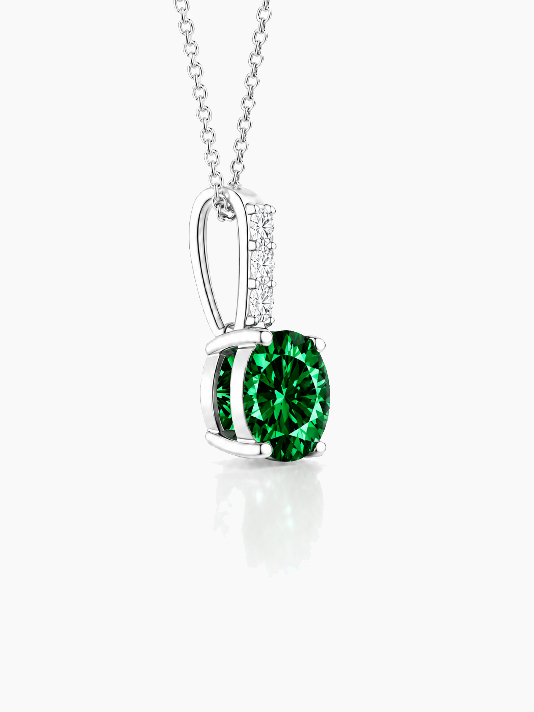 2Ct Lab Grown Emerald & Moissanite Pendant Necklace