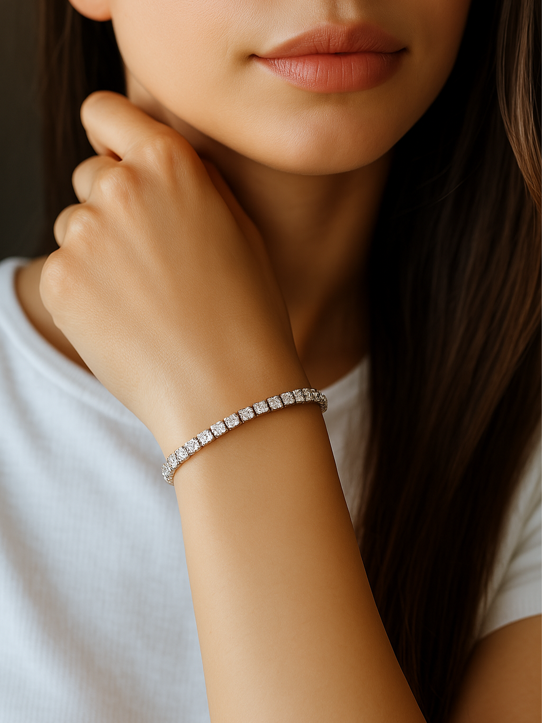 Sparkling Adjustable Tennis Bracelet AJ™ Rhodium Plated