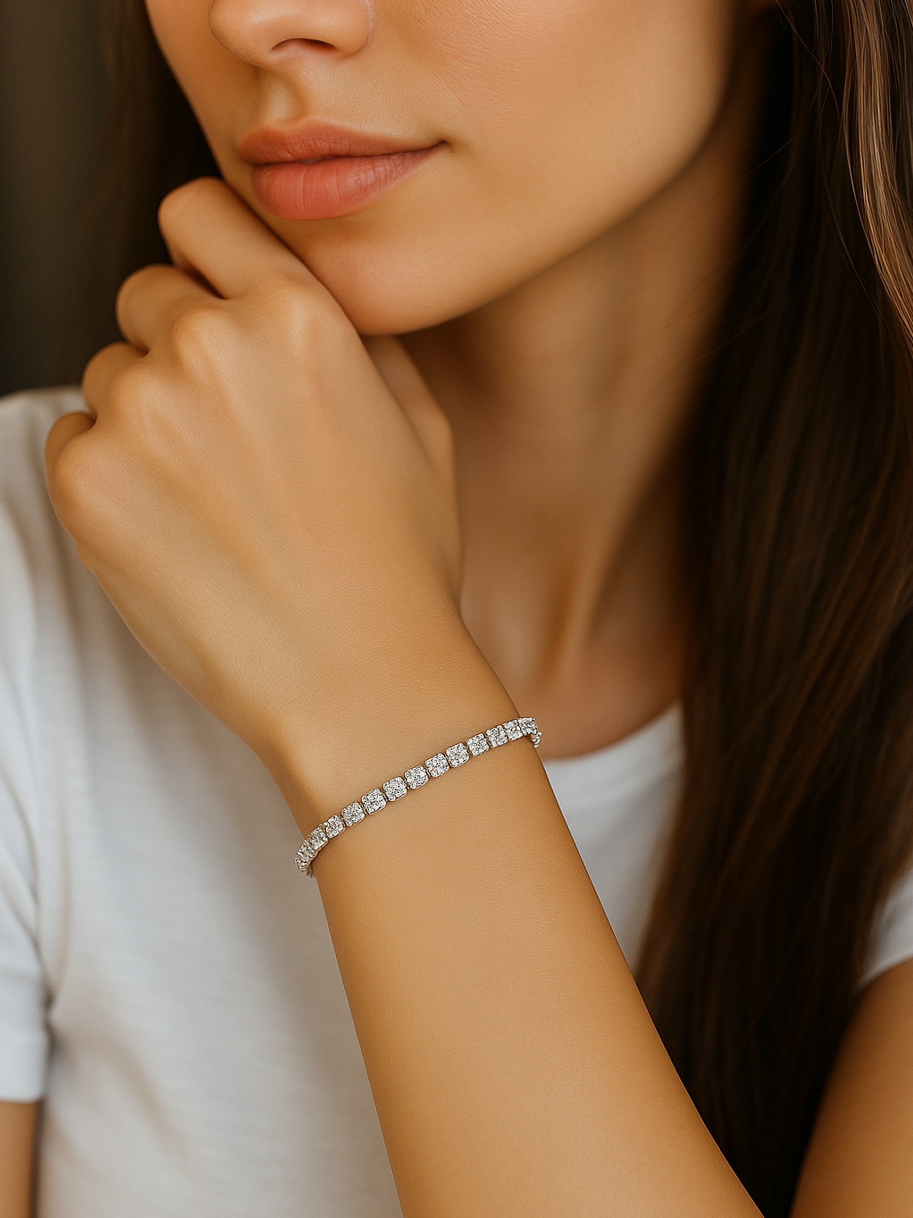 Sparkling Adjustable Tennis Bracelet AJ™ Rhodium Plated