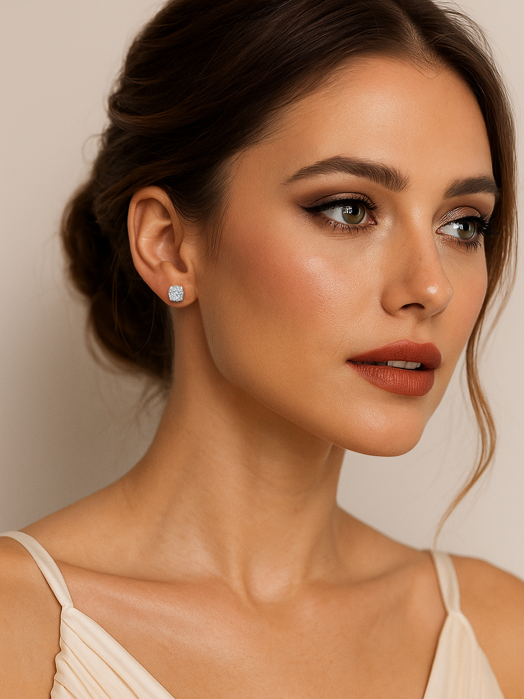 Round Silver Stud Earrings