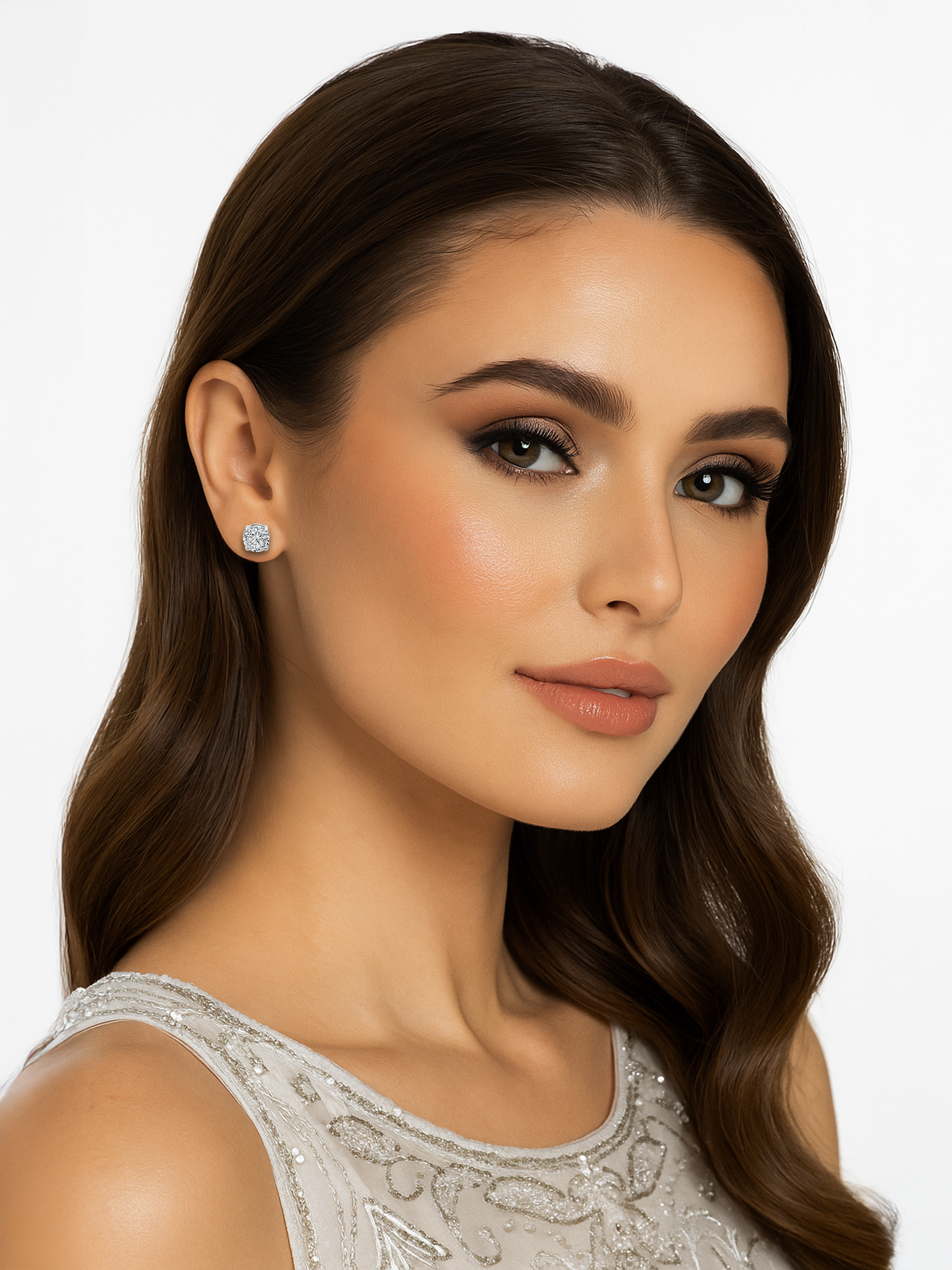 Round Silver Stud Earrings