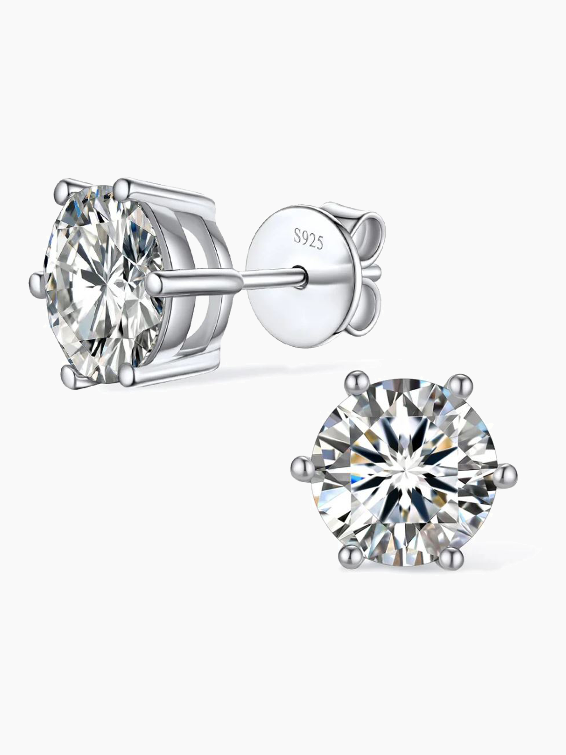 2Ct 6 Prong Moissanite Diamond Earrings