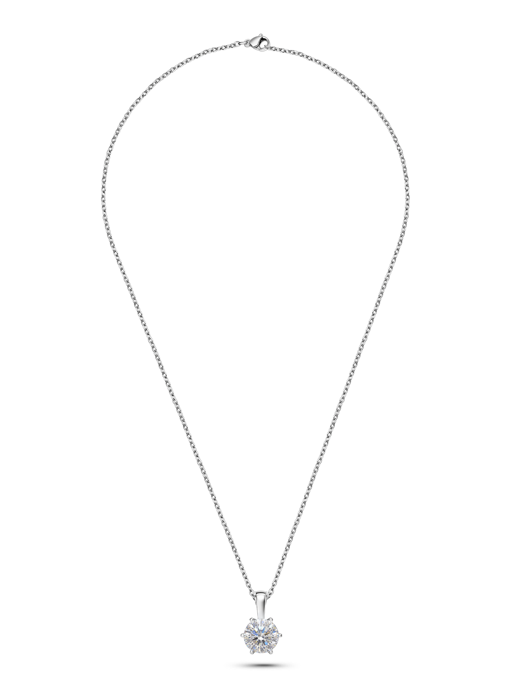 2Ct Round Lab Diamond Moissanite Pendant Necklace
