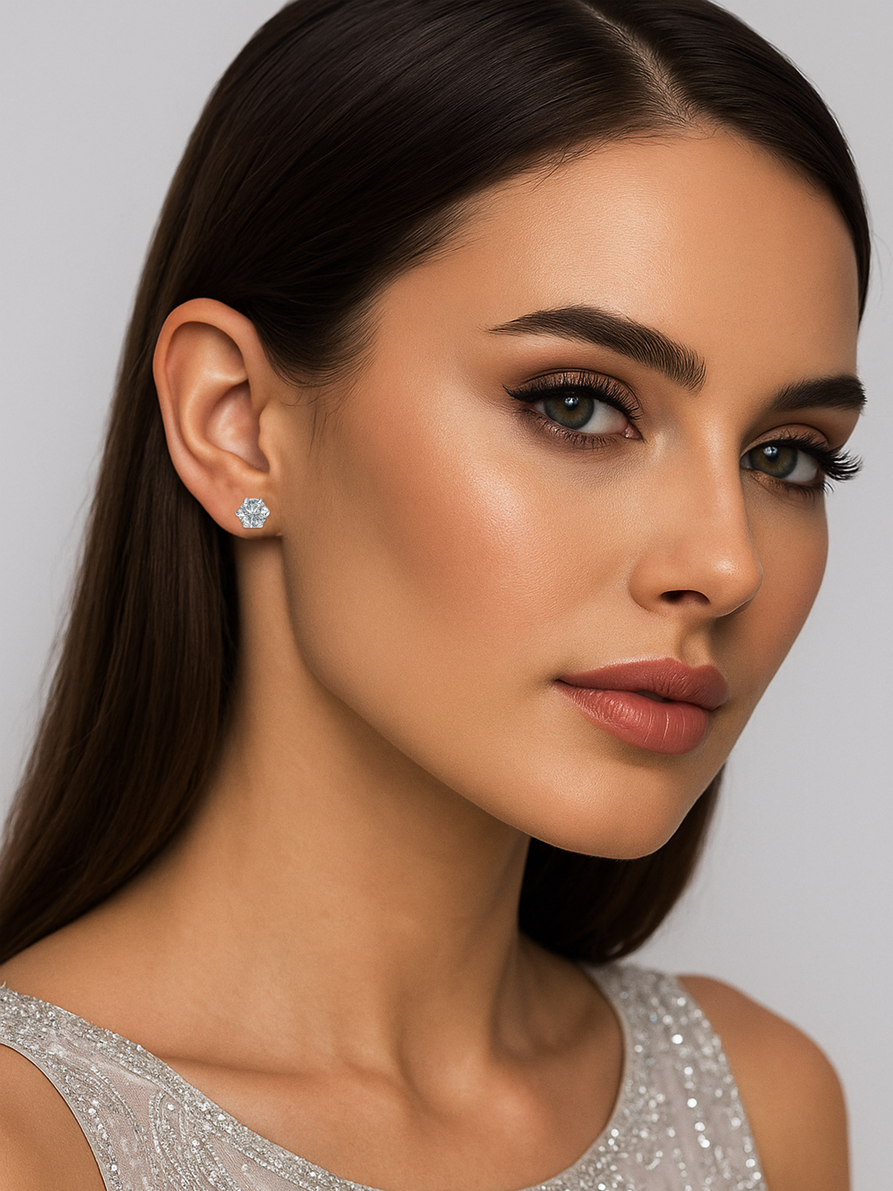 White Sapphire Stud Earrings