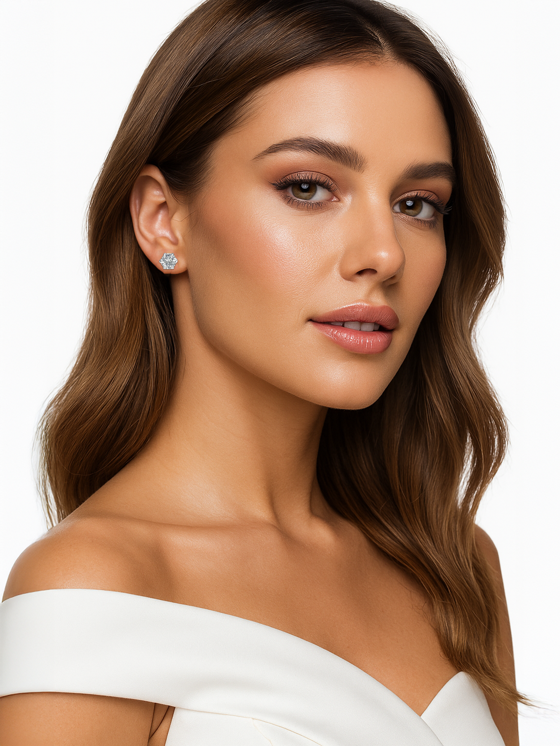 White Sapphire Stud Earrings