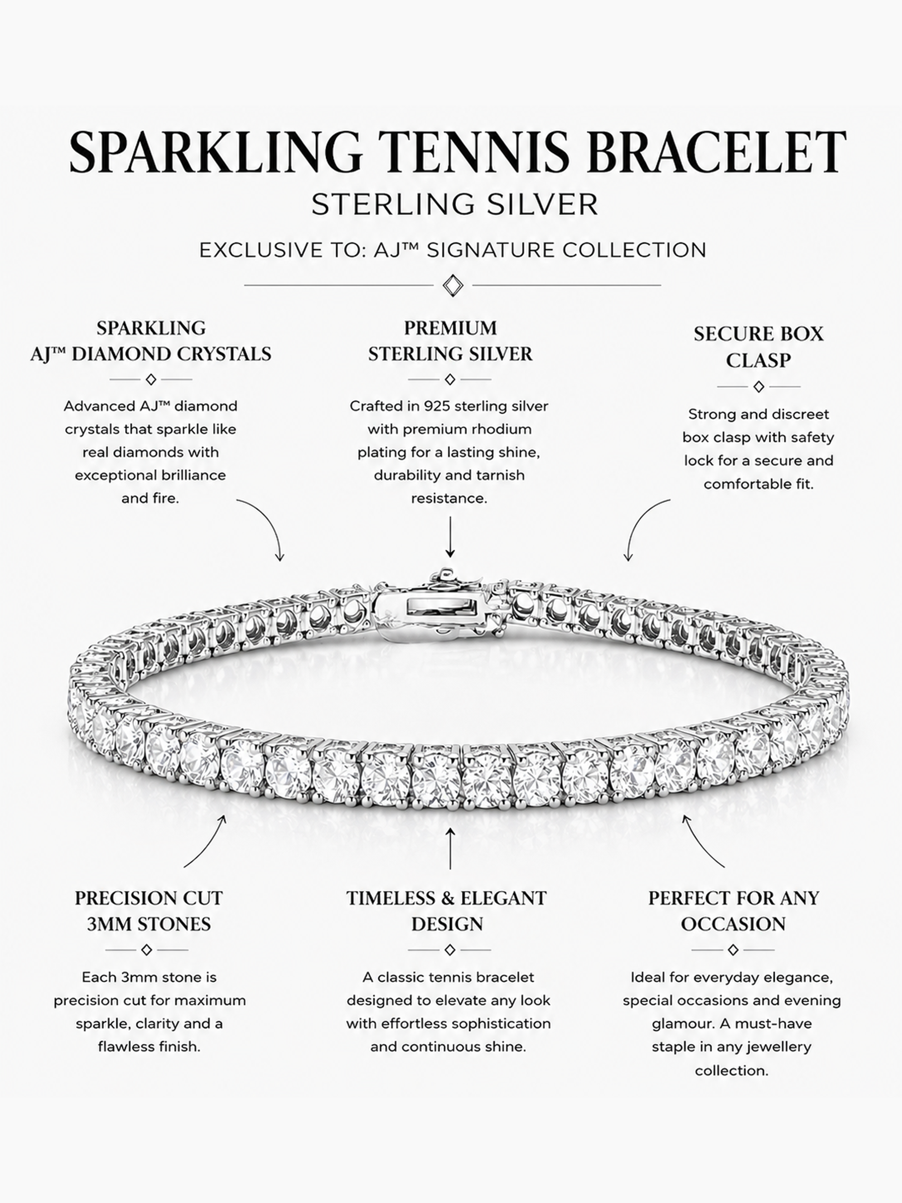 Sparkling Tennis Bracelet Sterling Silver