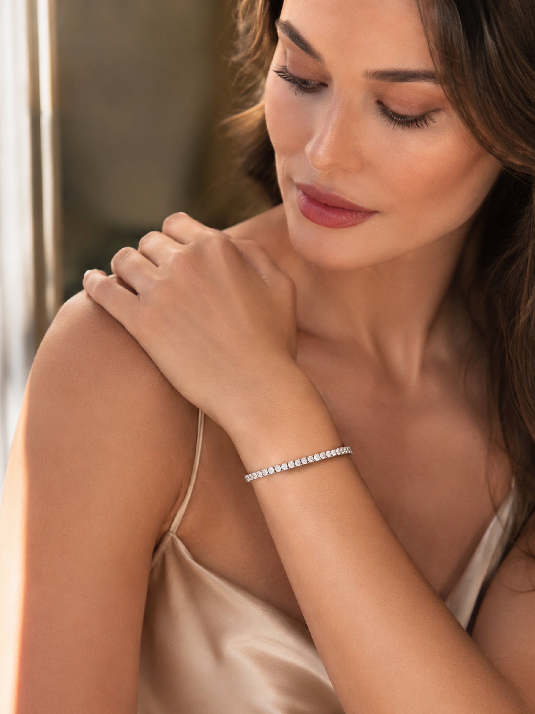 Sparkling Adjustable Tennis Bracelet Sterling Silver