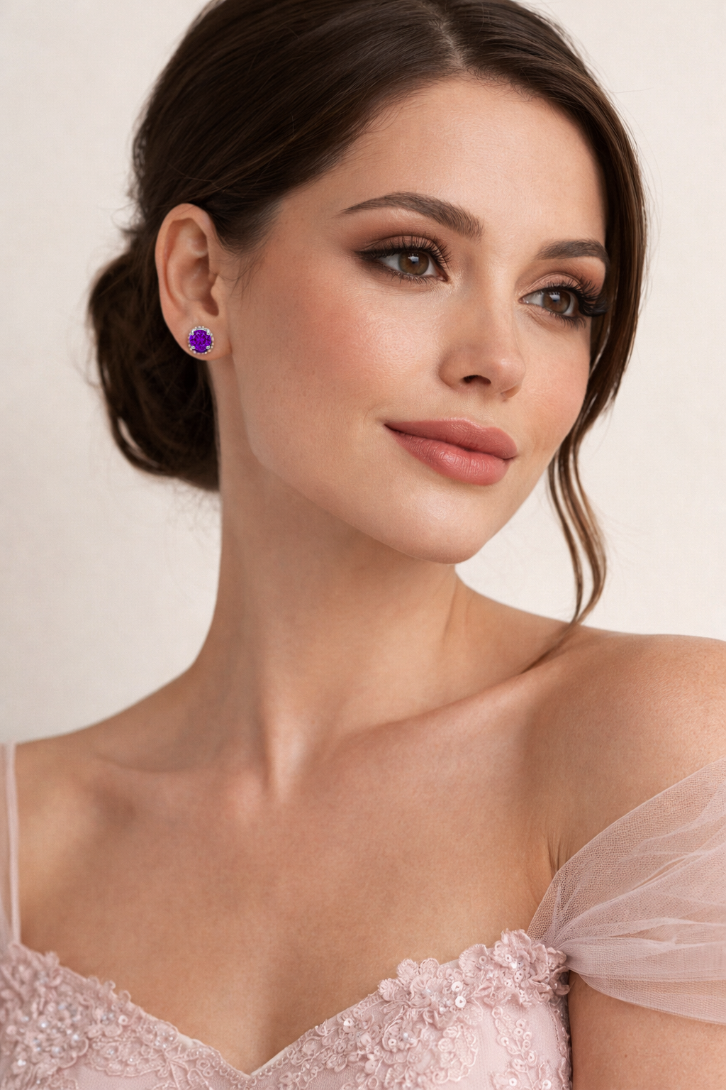 Amethyst Purple Stud Earrings 925 Sterling Silver