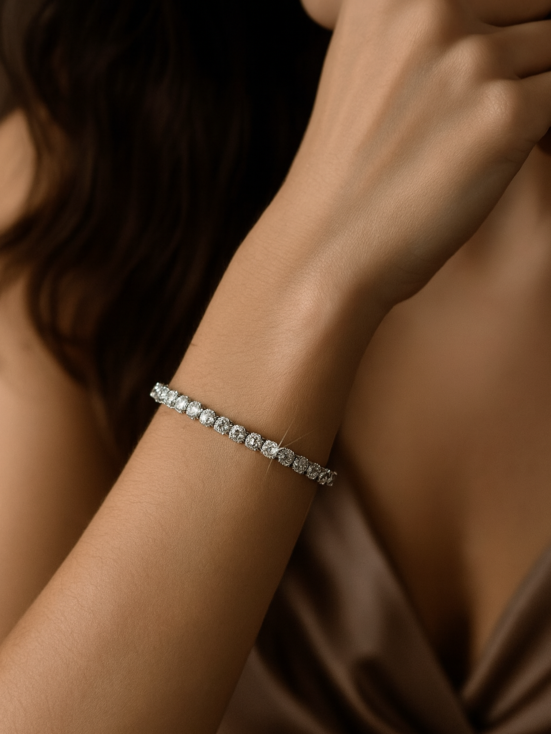 Adjustable Tennis Bracelet 18K White Gold Plated
