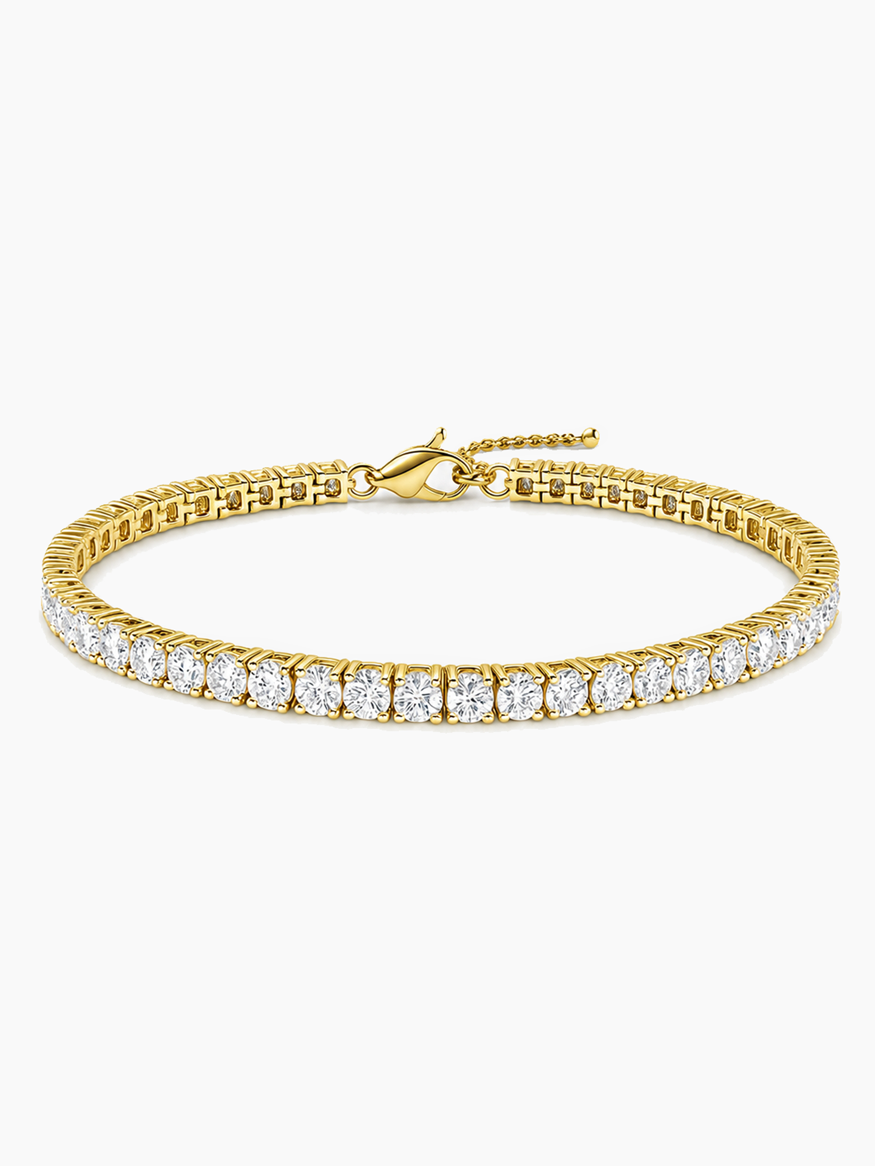 Adjustable Gold Tennis Bracelet 18K Gold Tone Finish
