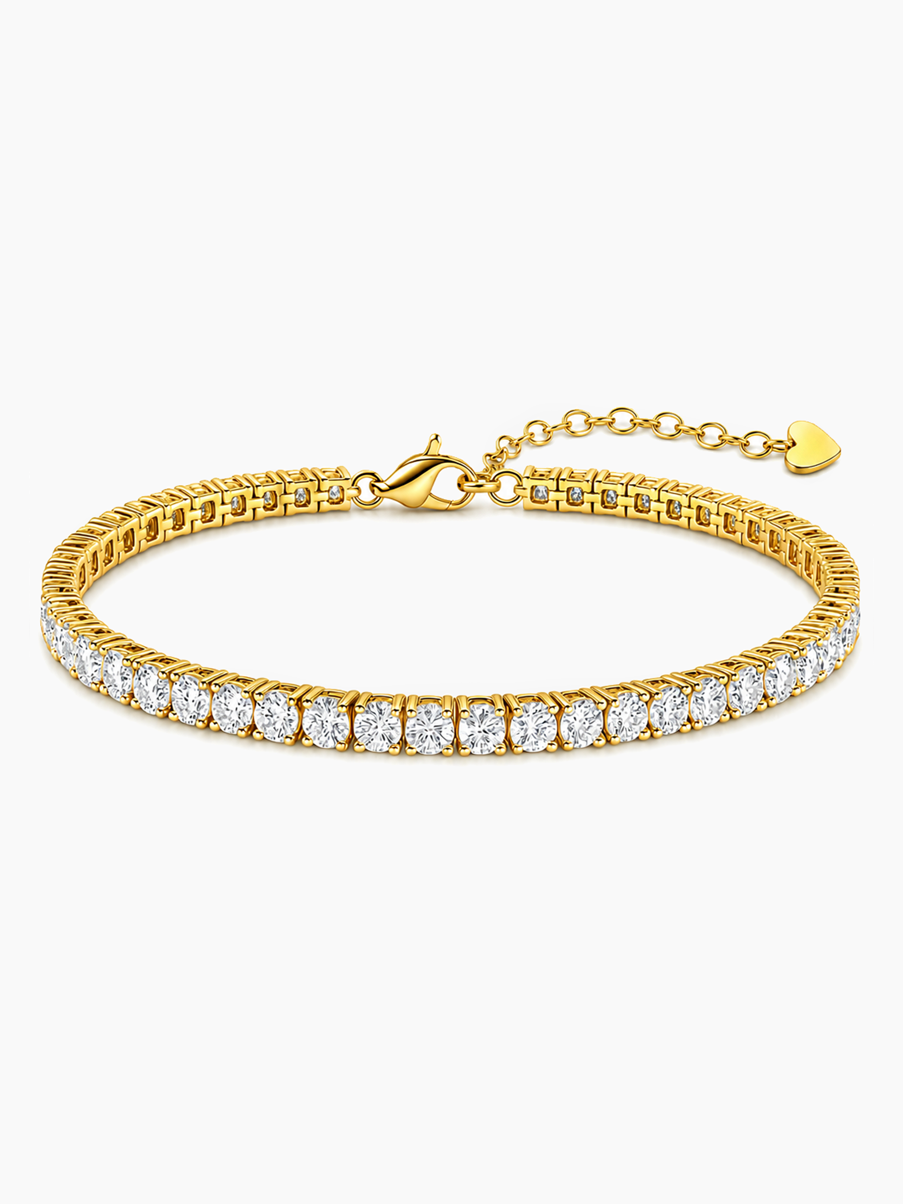 Adjustable Gold Tennis Bracelet 18K Gold Tone Finish