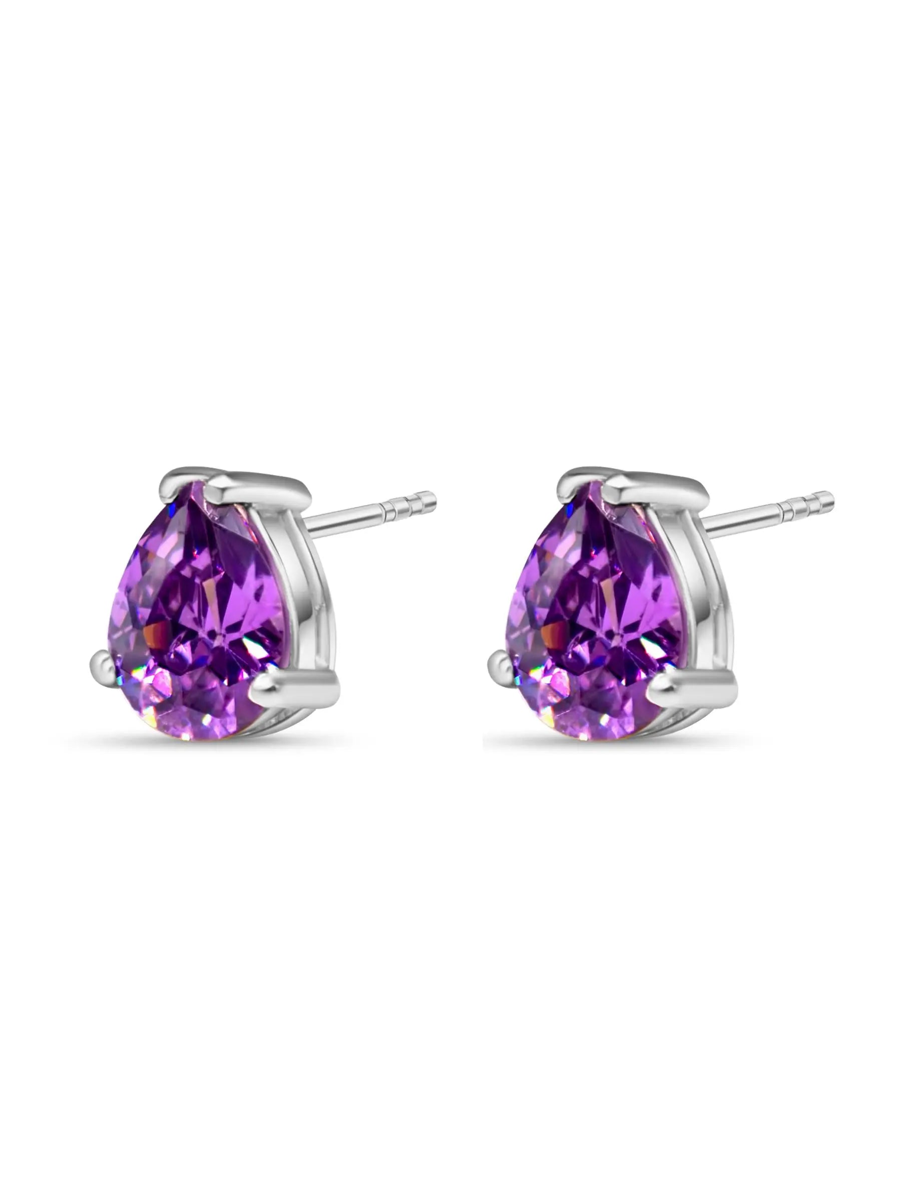 Amethyst Tear Drop Purple Earrings - AMBER JONES