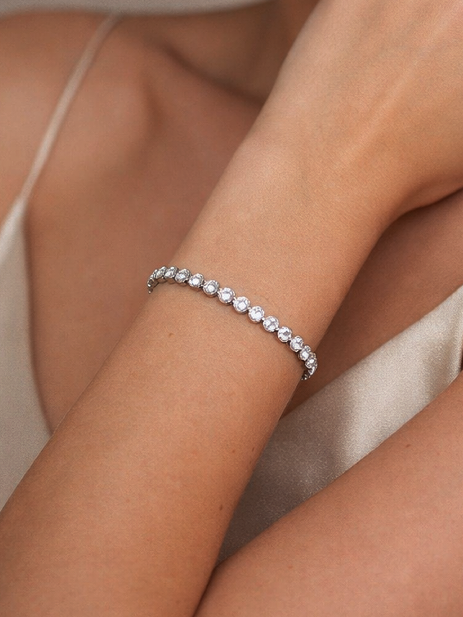 Sterling Silver Bezel Tennis Bracelet