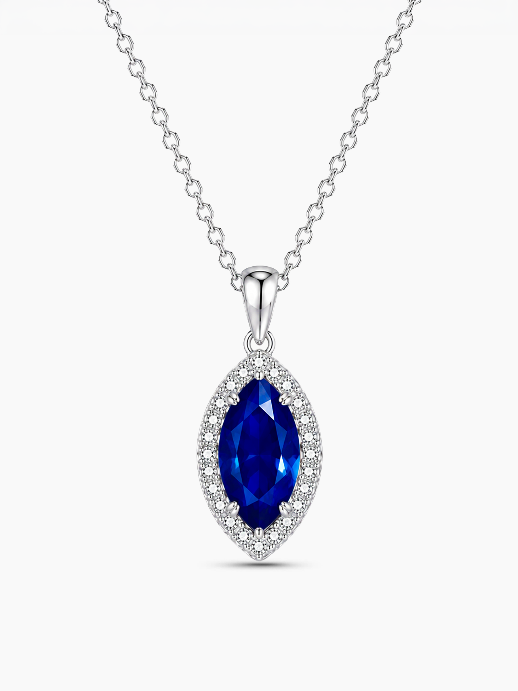 1.2Ct Lab Blue Sapphire Marquise Cut Pendant Necklace