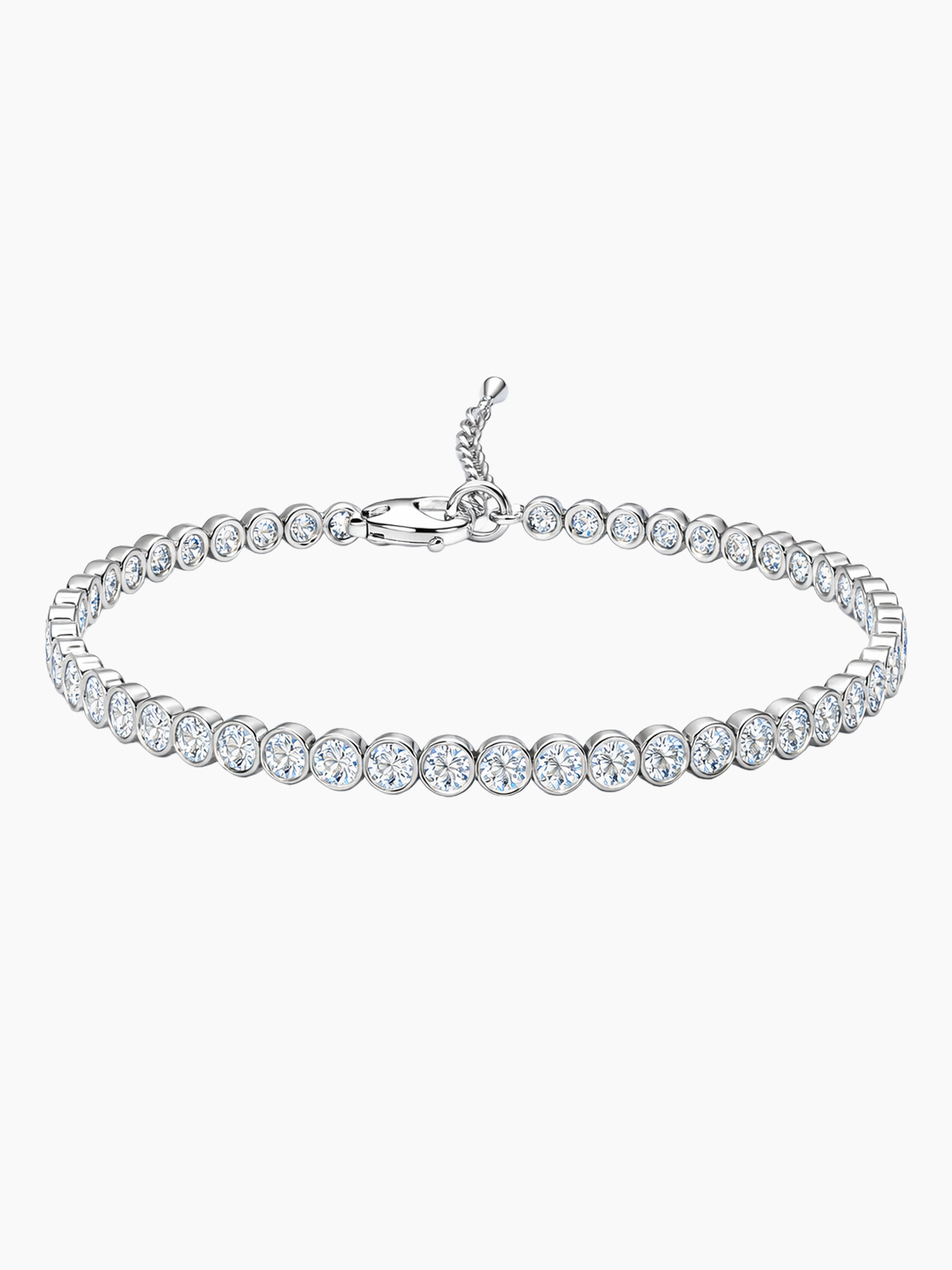 Bezel Tennis Bracelet Sterling Silver Round