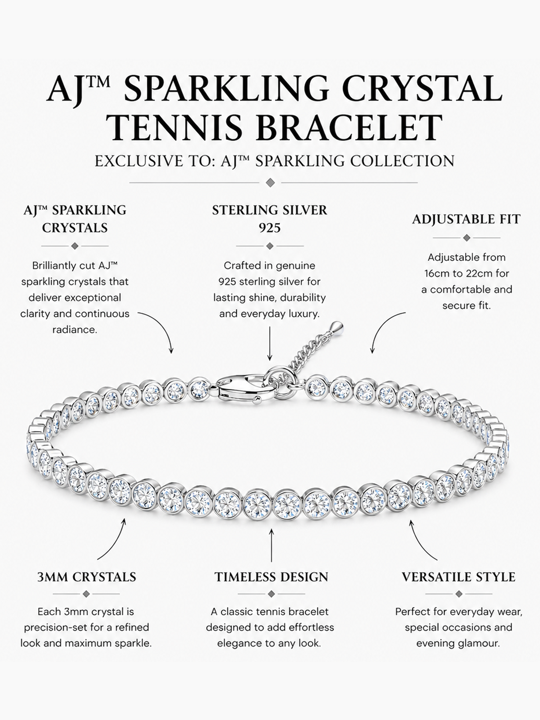 Sterling Silver Bezel Tennis Bracelet
