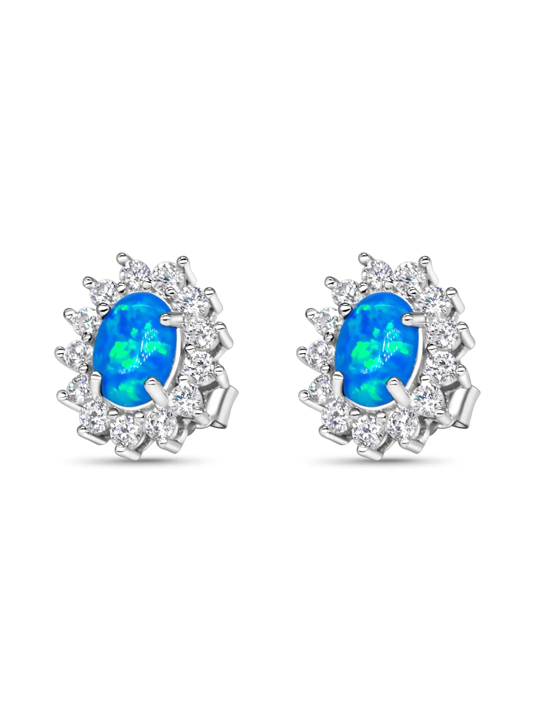 Blue Opal Stud Earrings AMBER JONES