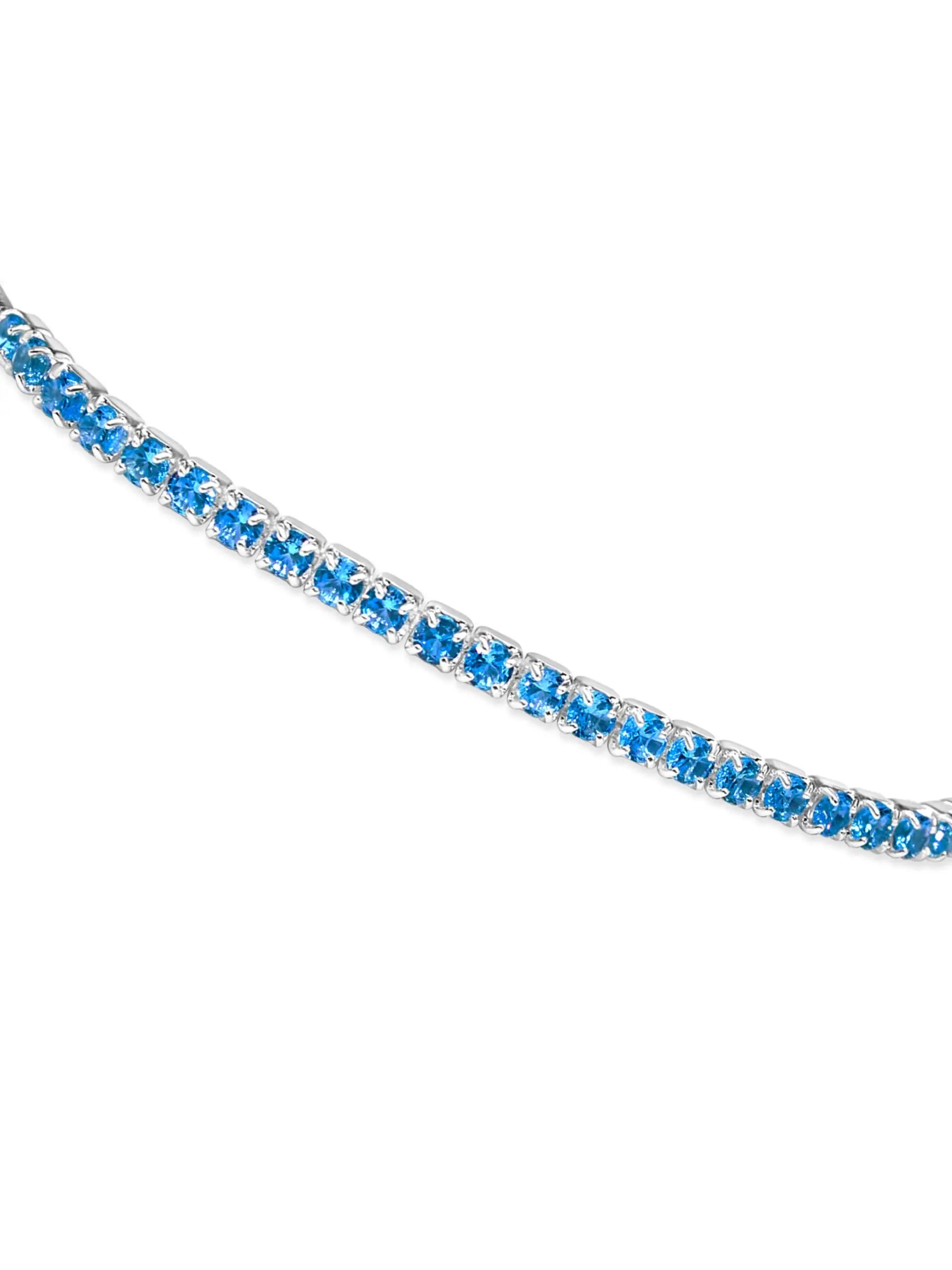 Blue Tennis Bracelet Sterling Silver - AMBER JONES
