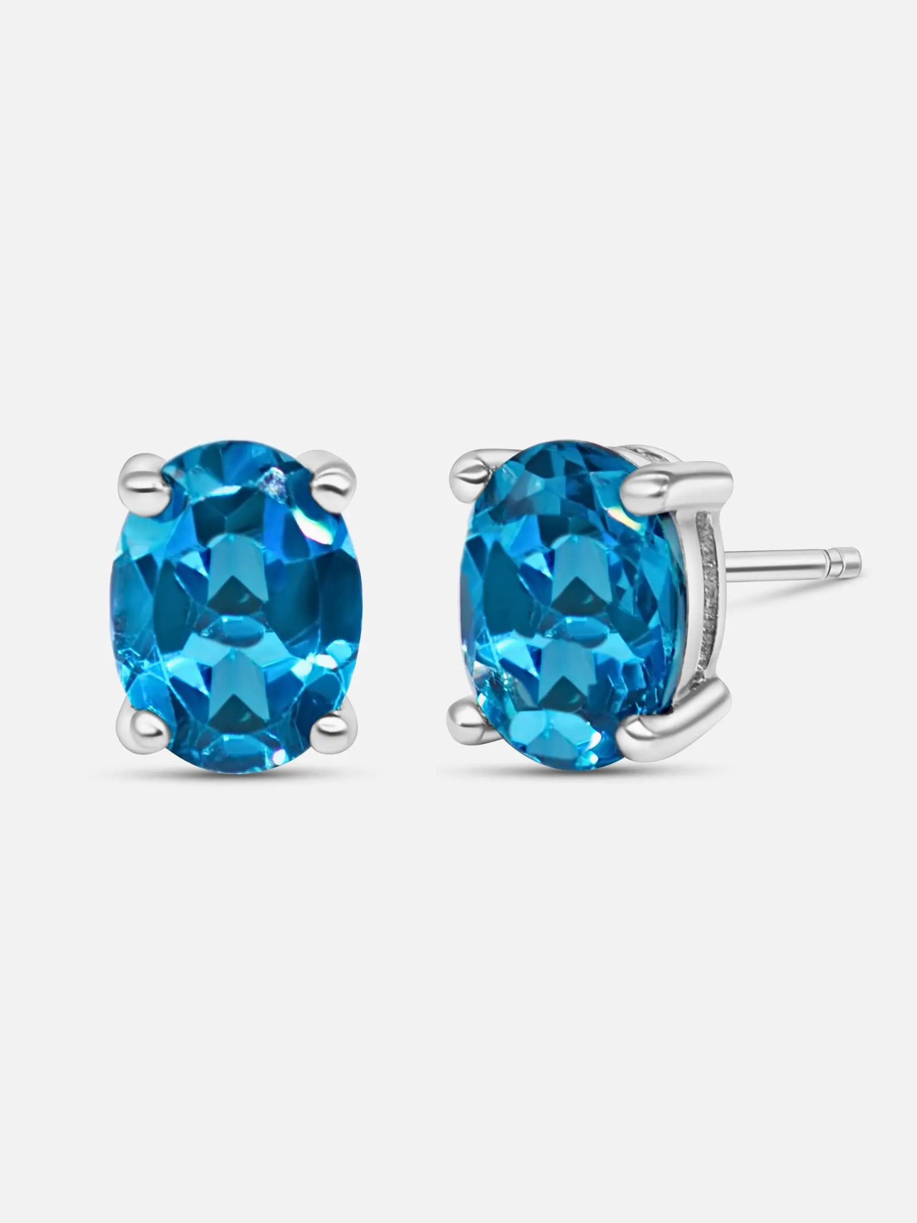 Blue Topaz Silver Earrings 1ct - AMBER JONES