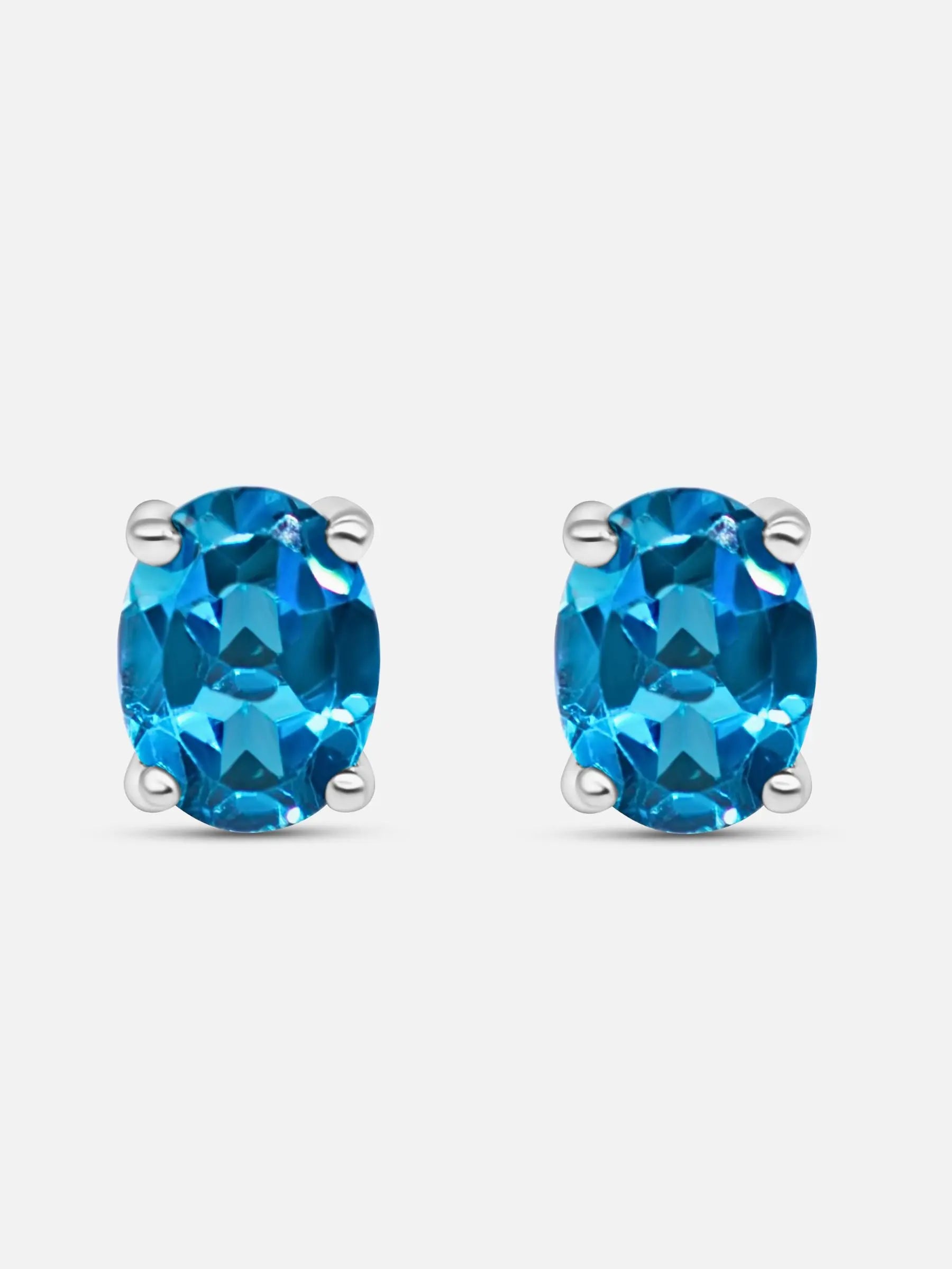 Blue Topaz Silver Earrings 1ct - AMBER JONES