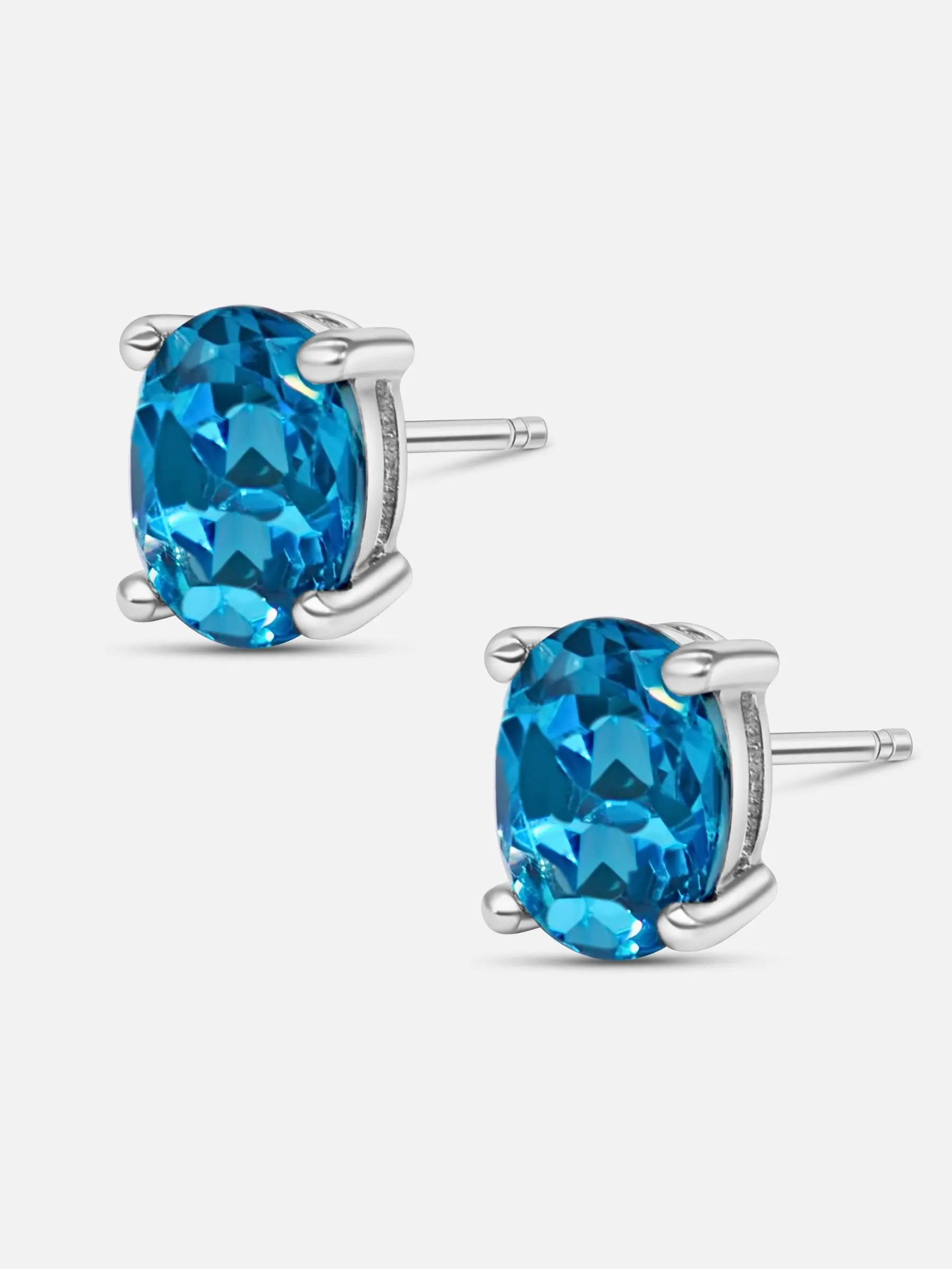 Blue Topaz Silver Earrings 1ct - AMBER JONES