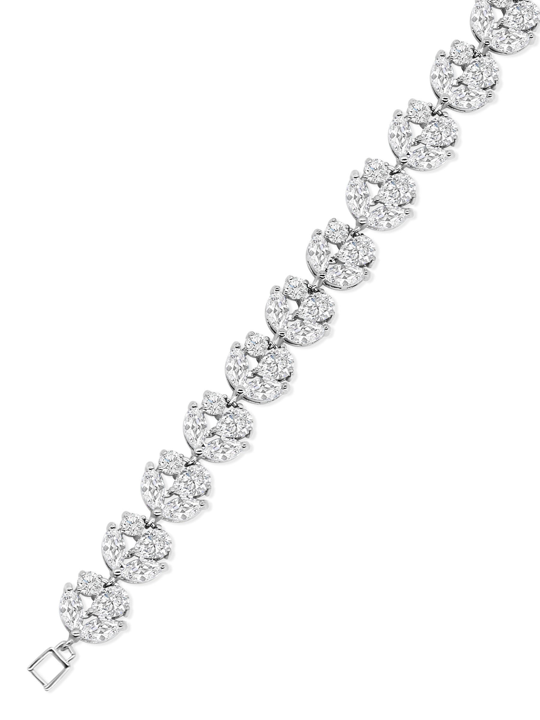 Crystal Flower Bracelet 18K White Gold Plated