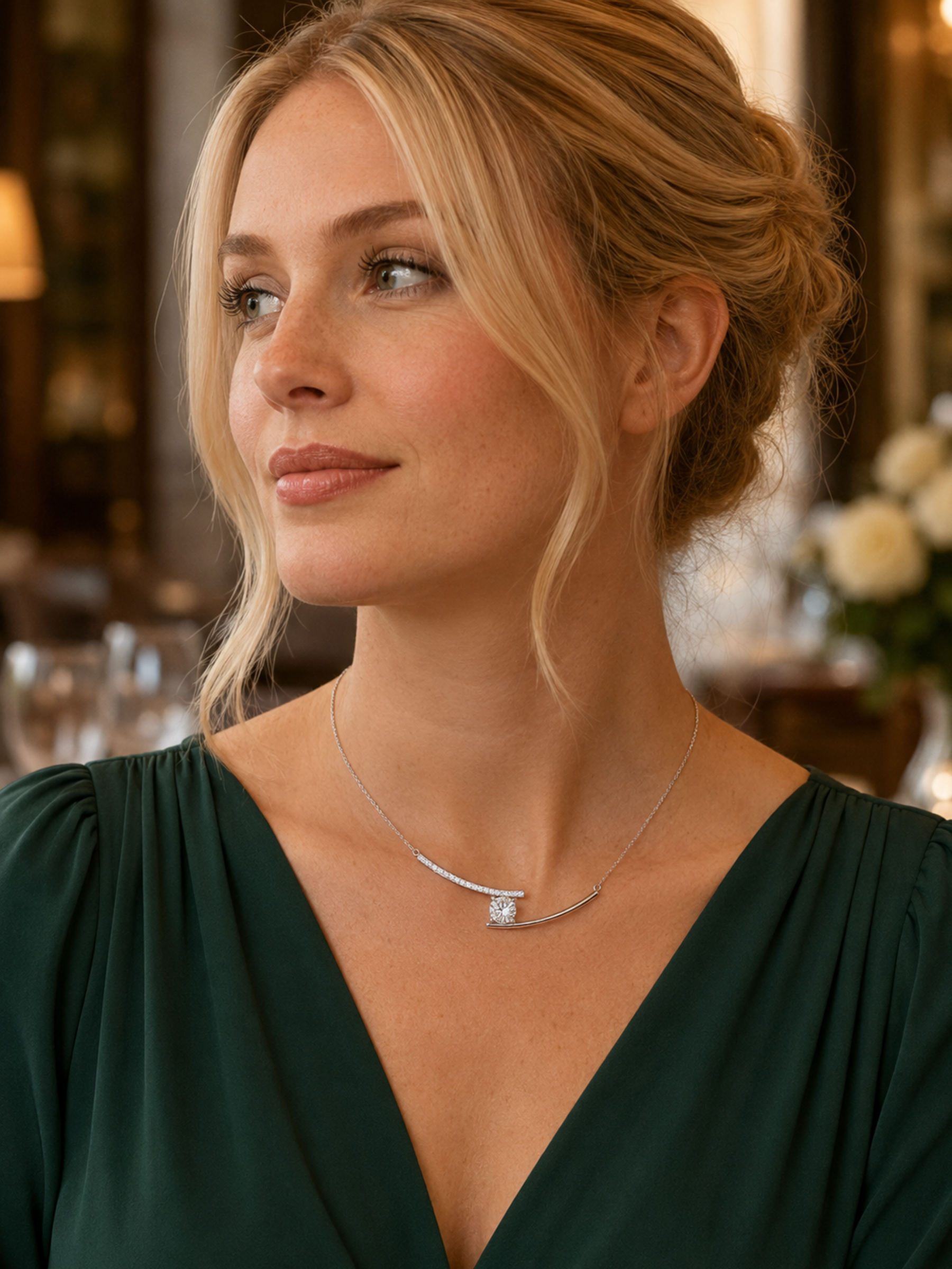 Moissanite Bar Necklace