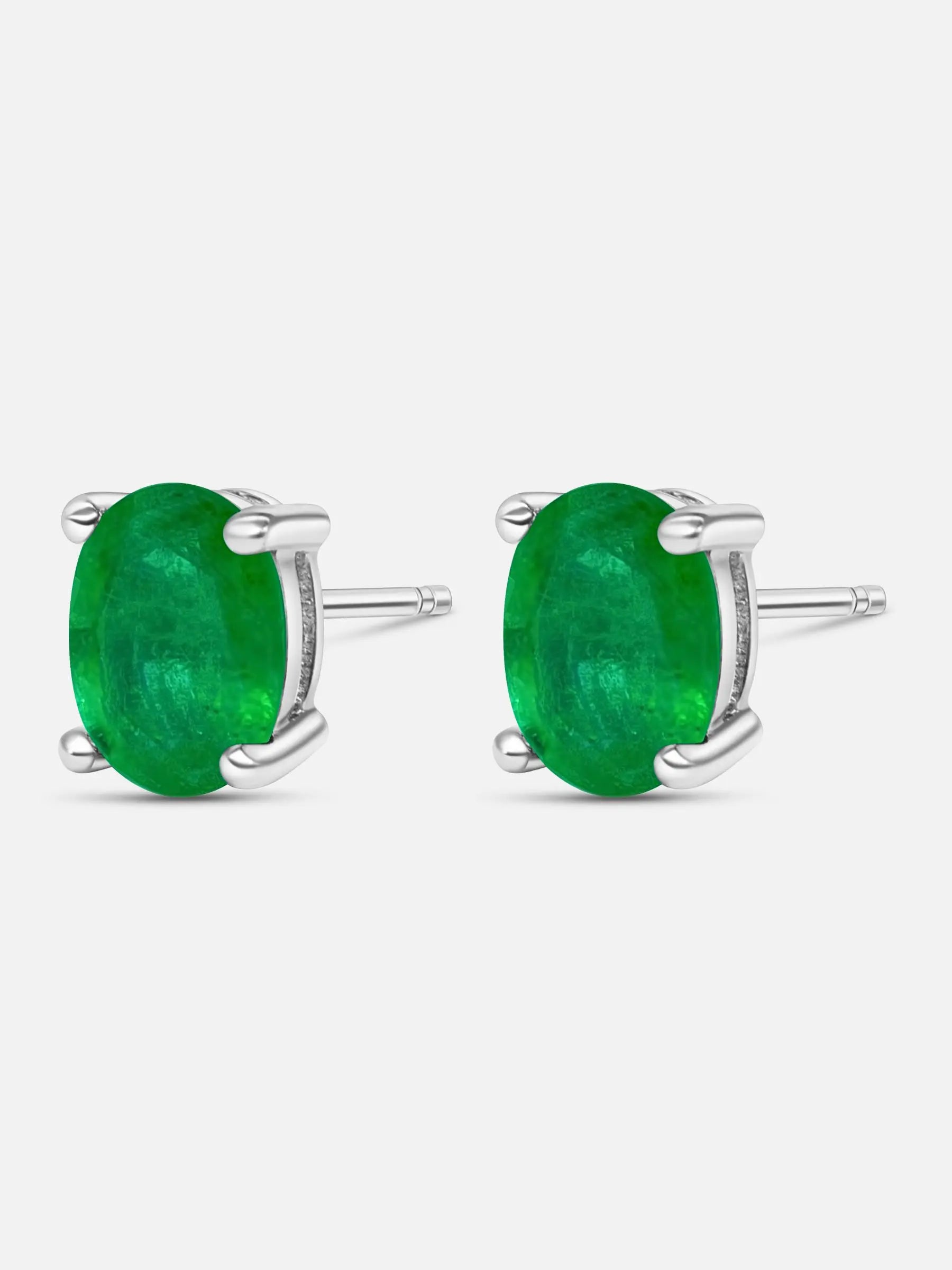 Emerald Stud Earrings 1ct for Women