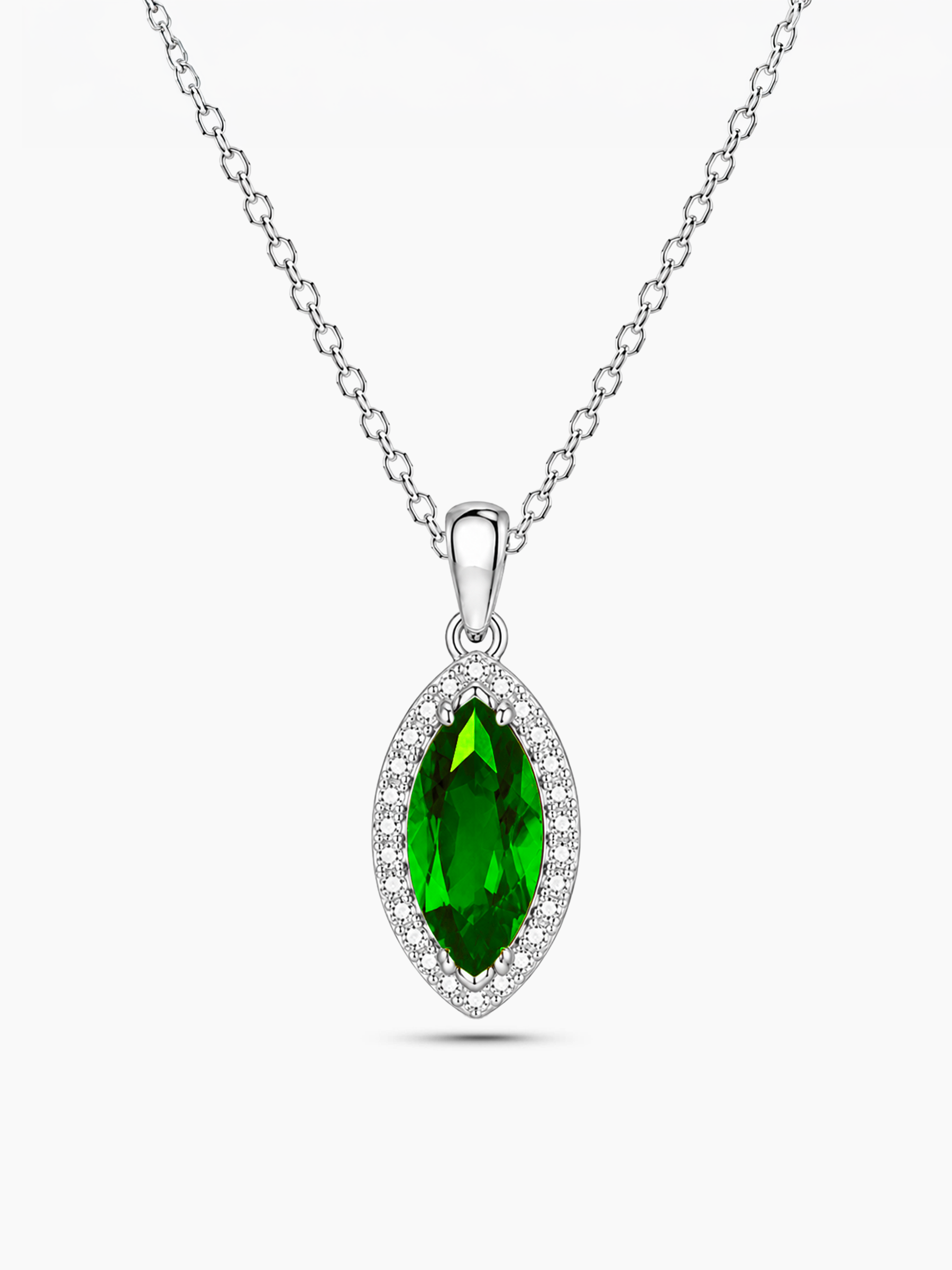1.2Ct Lab Emerald Marquise Cut Pendant Necklace
