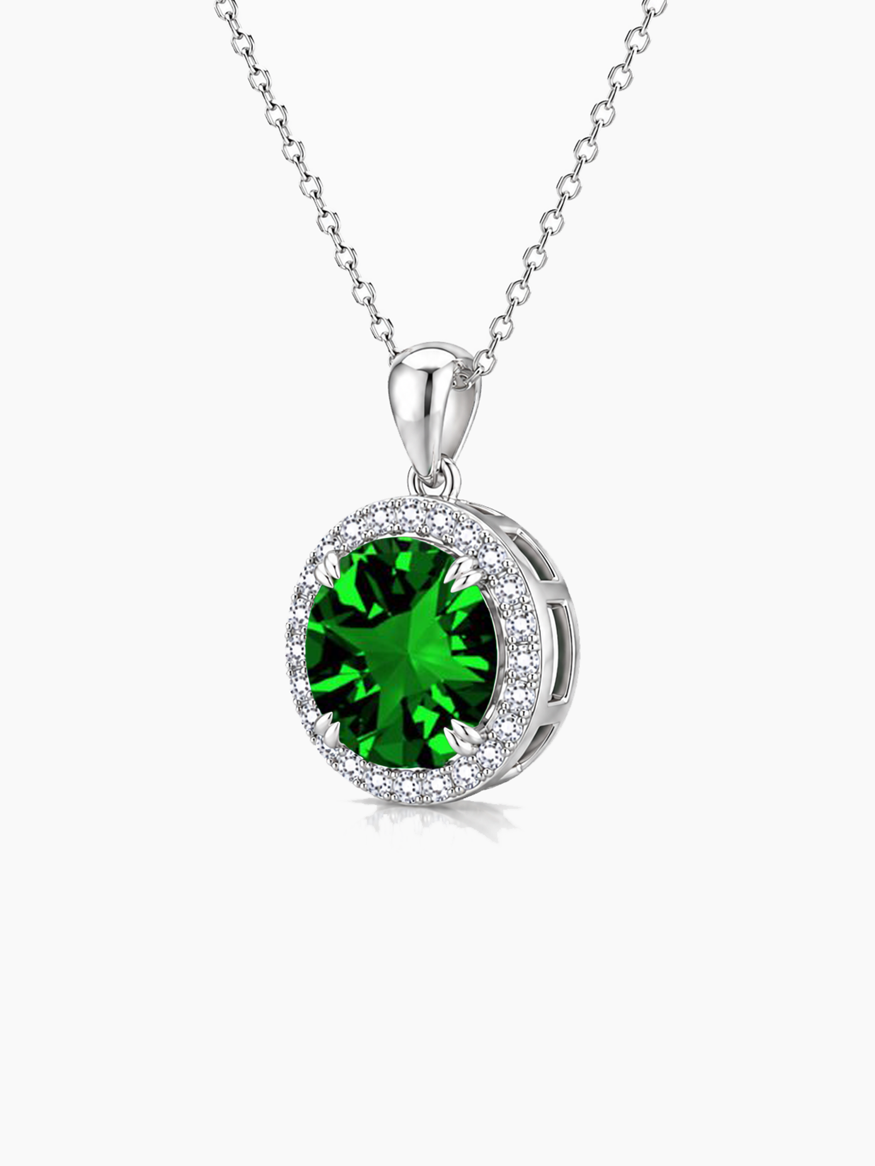 1.2Ct Lab Emerald Round Cut Pendant Necklace