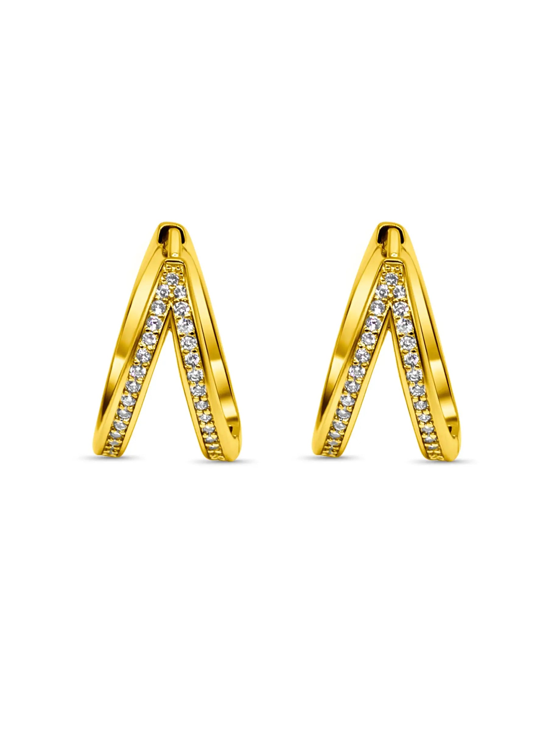Gold Double Hoop Huggie Earrings for Women