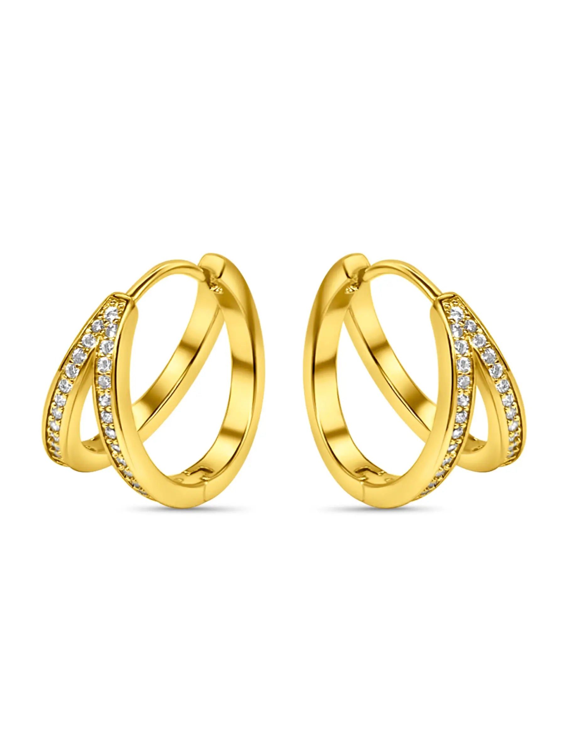 Gold Double Hoop Huggie Earrings for Women
