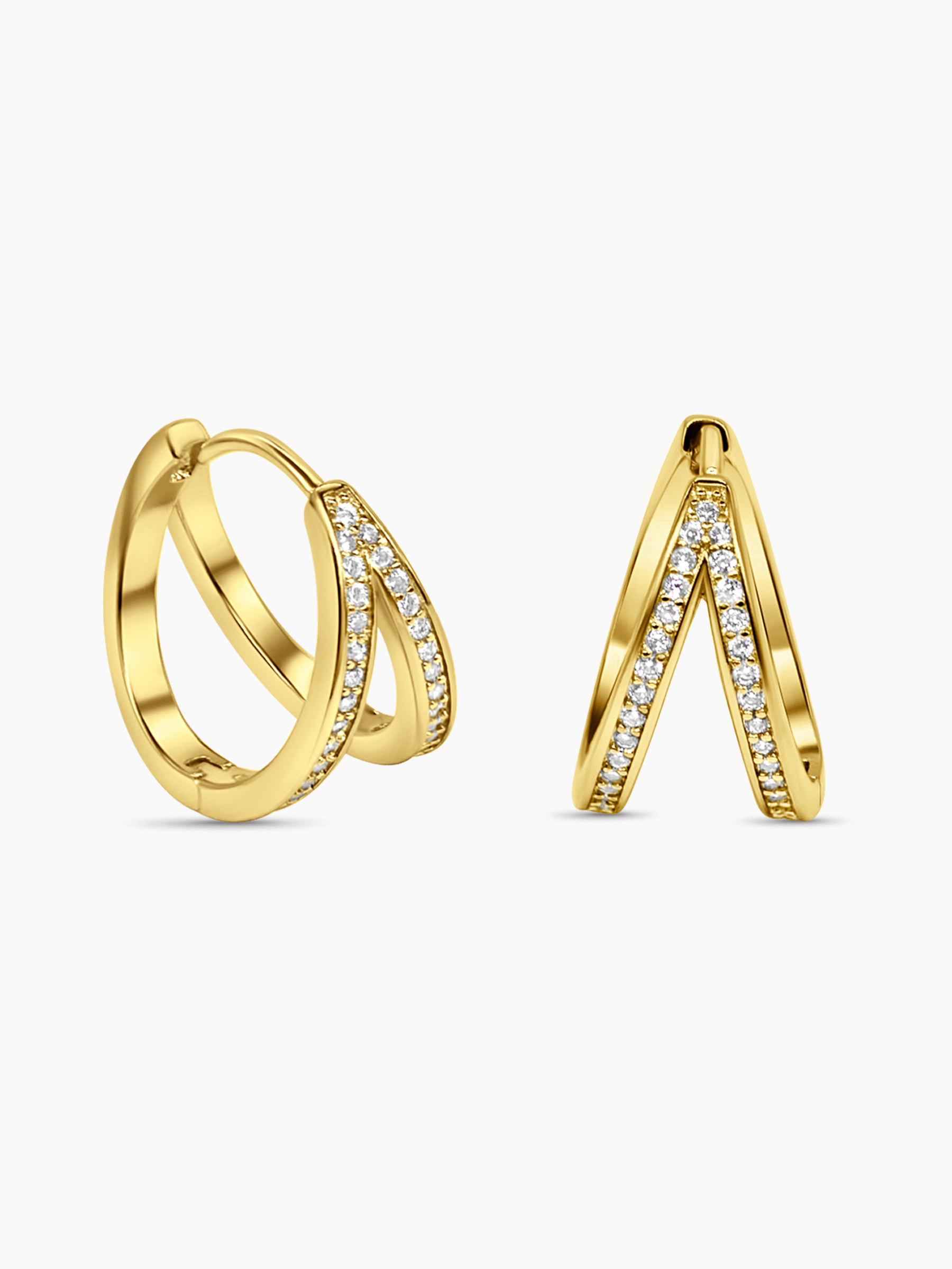 Gold Double Hoop Huggie Earrings for Women