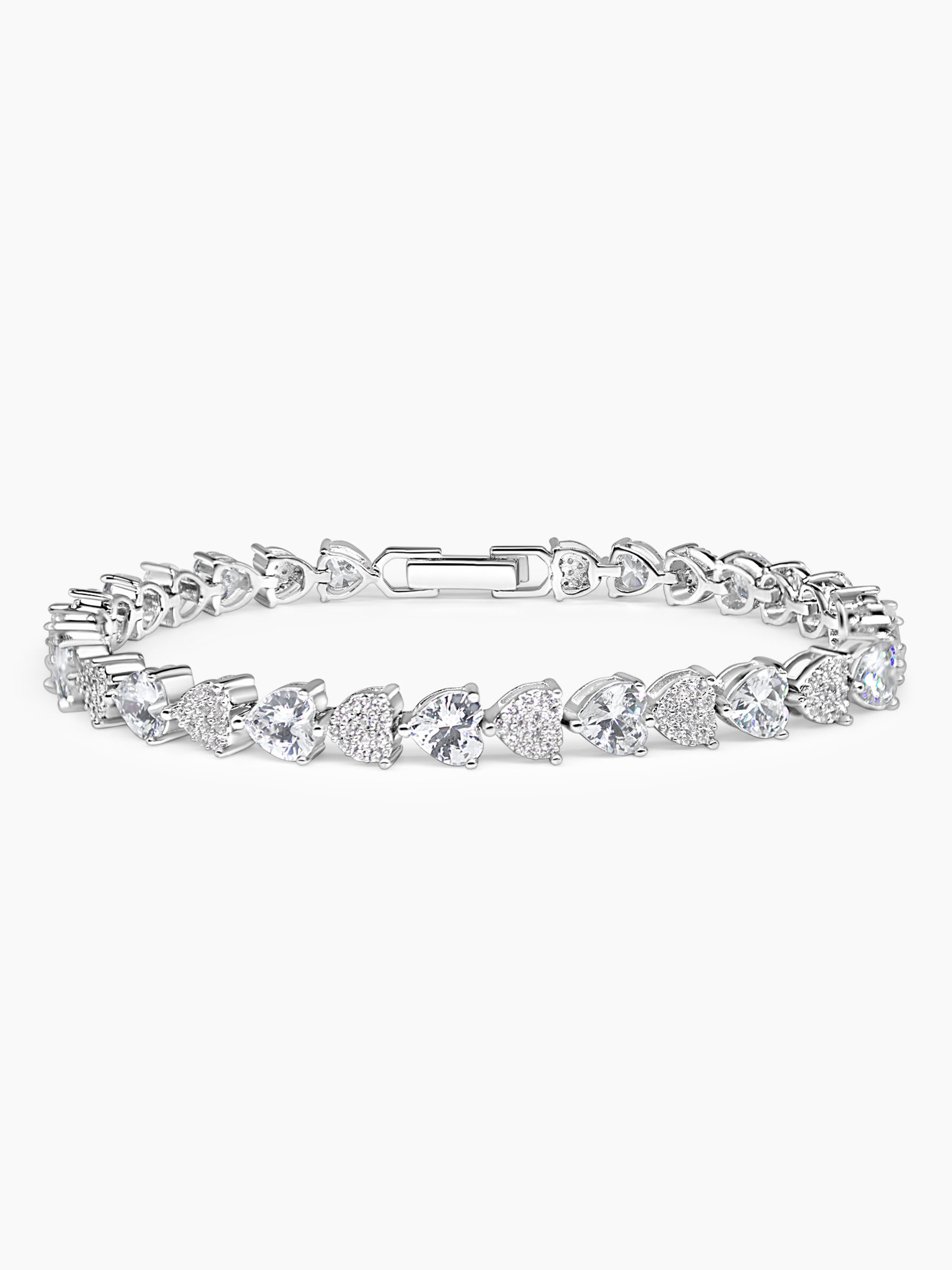 Heart White Sapphire Tennis Bracelet