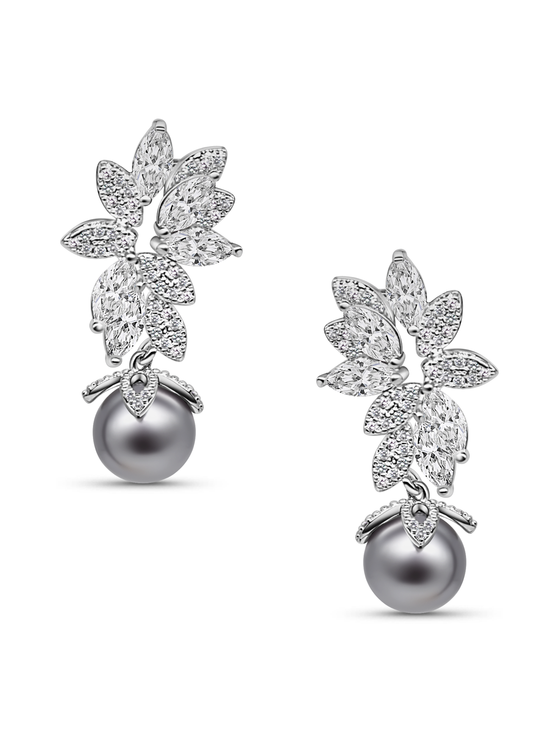 Marquise Grey Pearl Drop Earrings