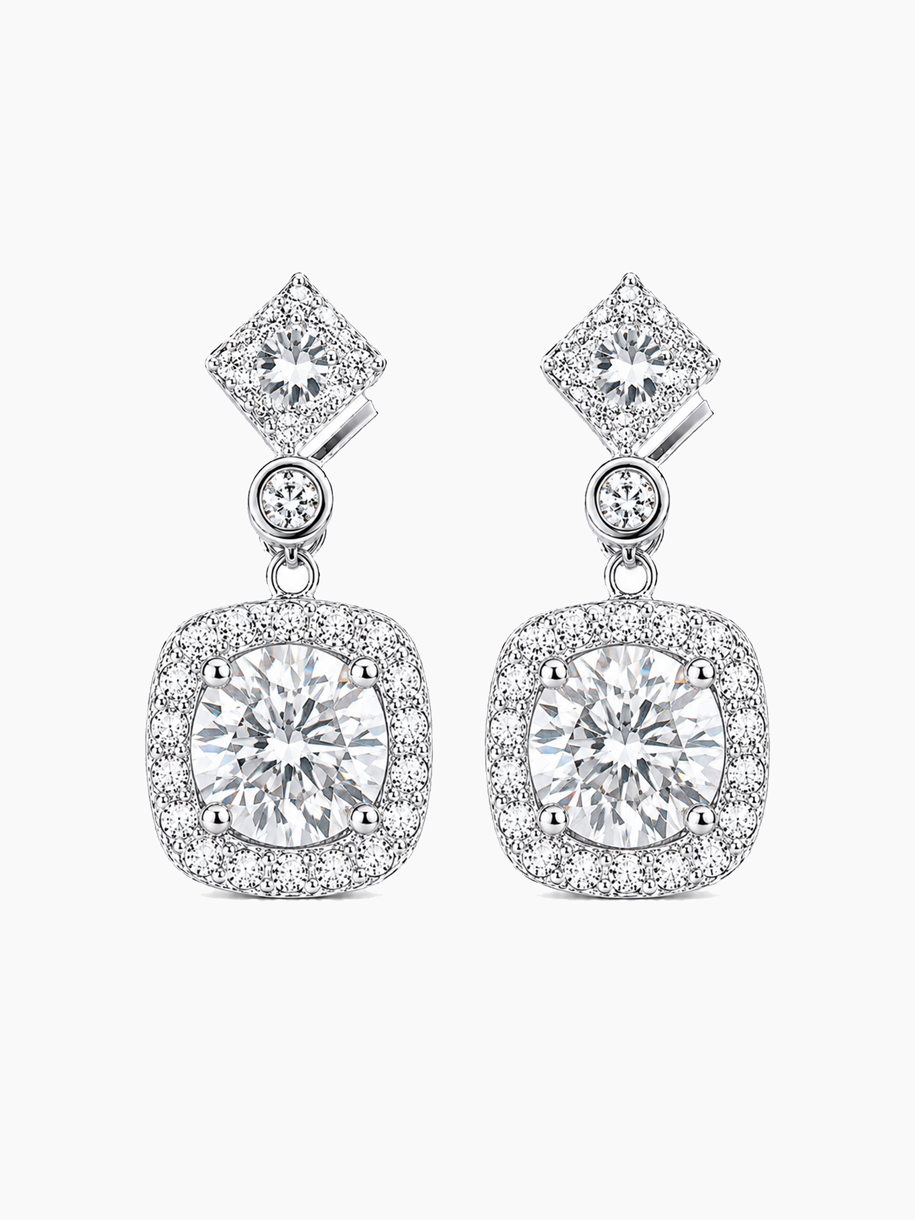 Moissanite Diamond Square Drop Earrings