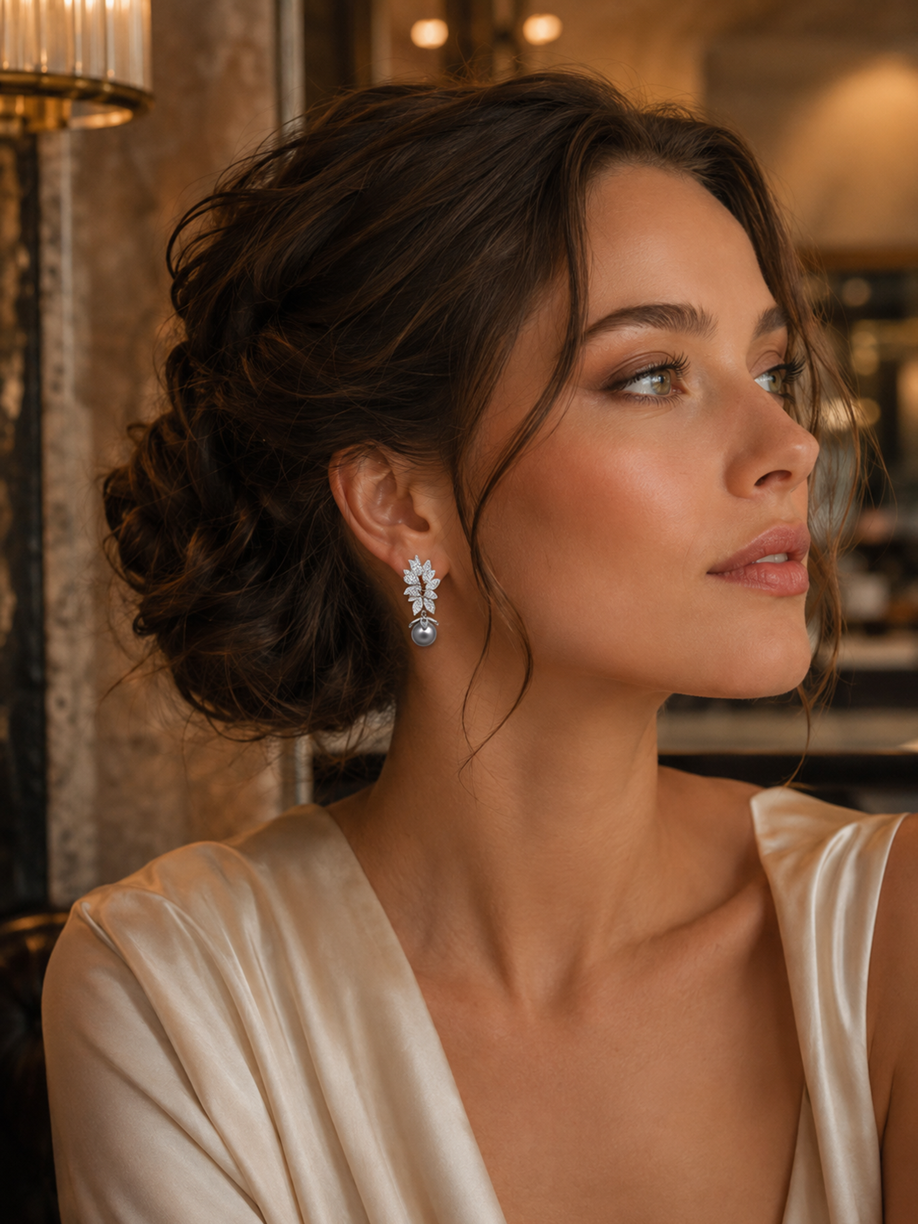 Marquise Grey Pearl Drop Earrings