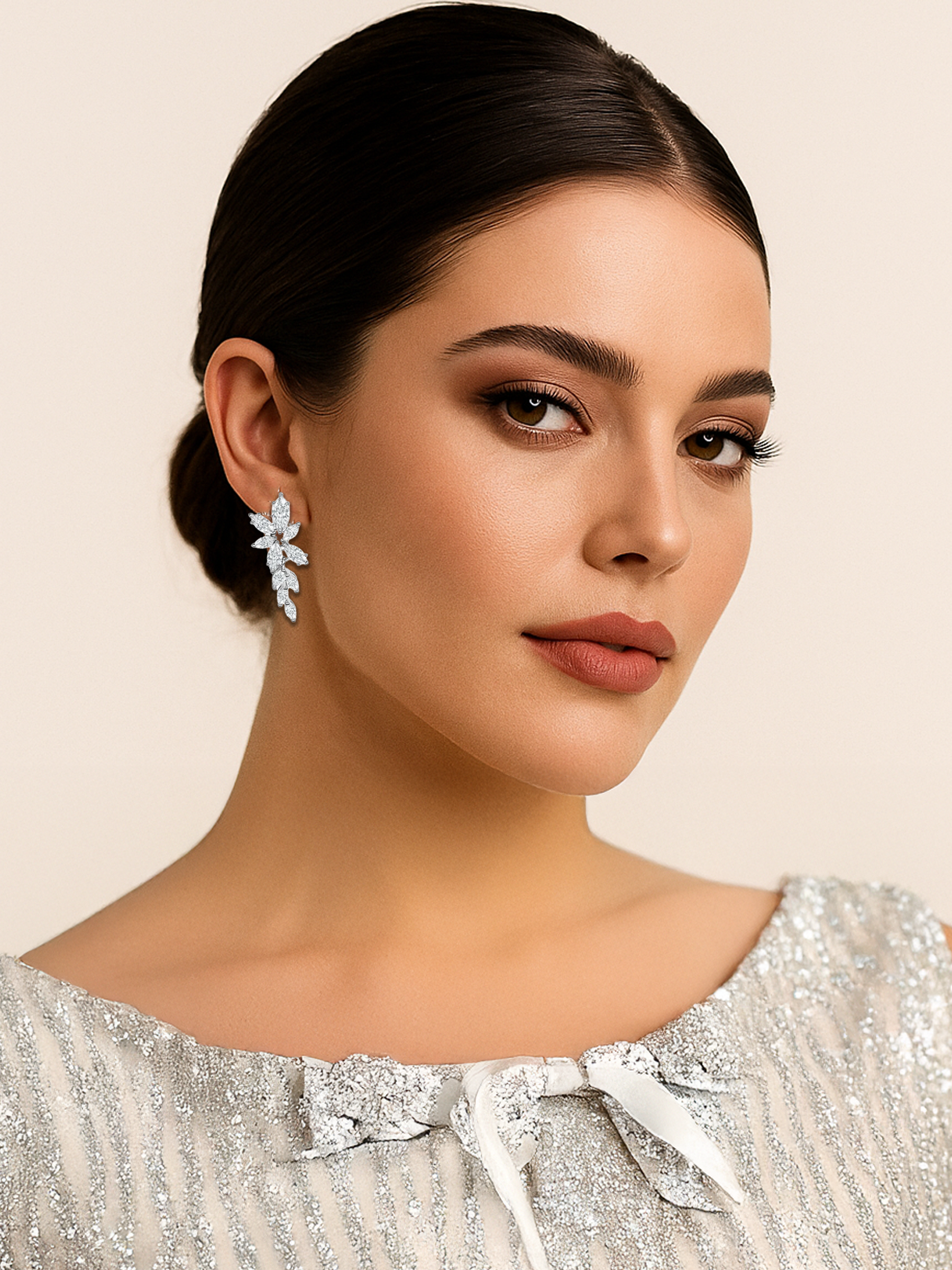 Marquise Silver Bridal Earrings