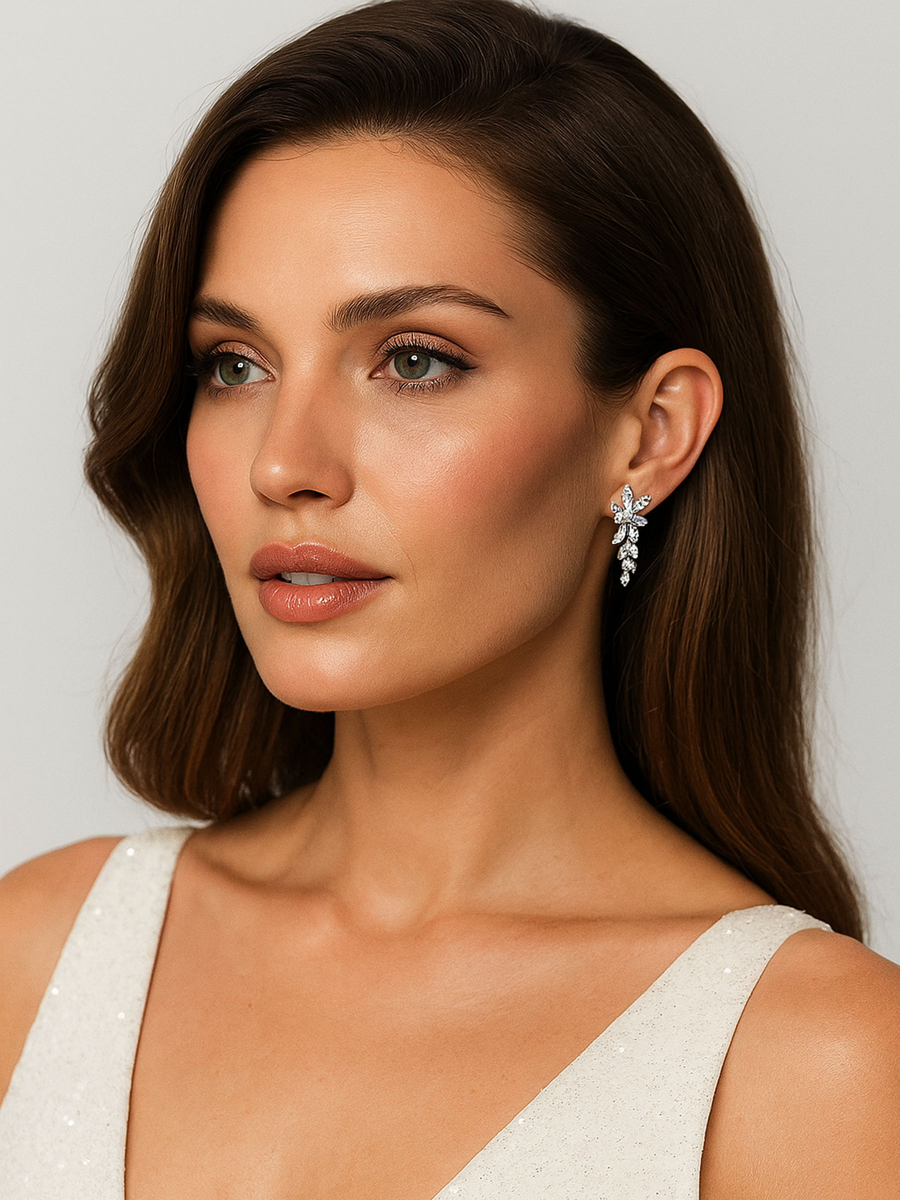 Marquise Silver Bridal Earrings