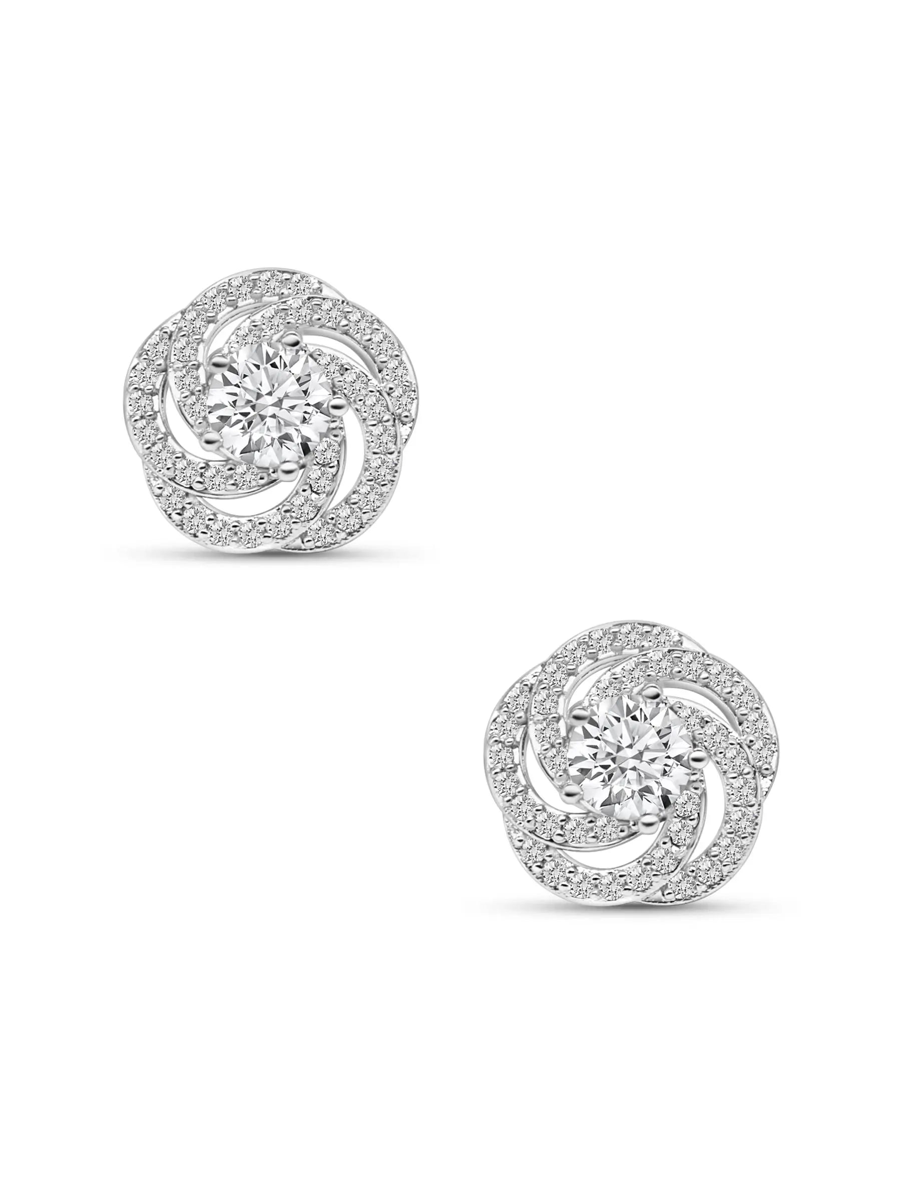 Moissanite Silver Twist Rose Earrings - AMBER JONES