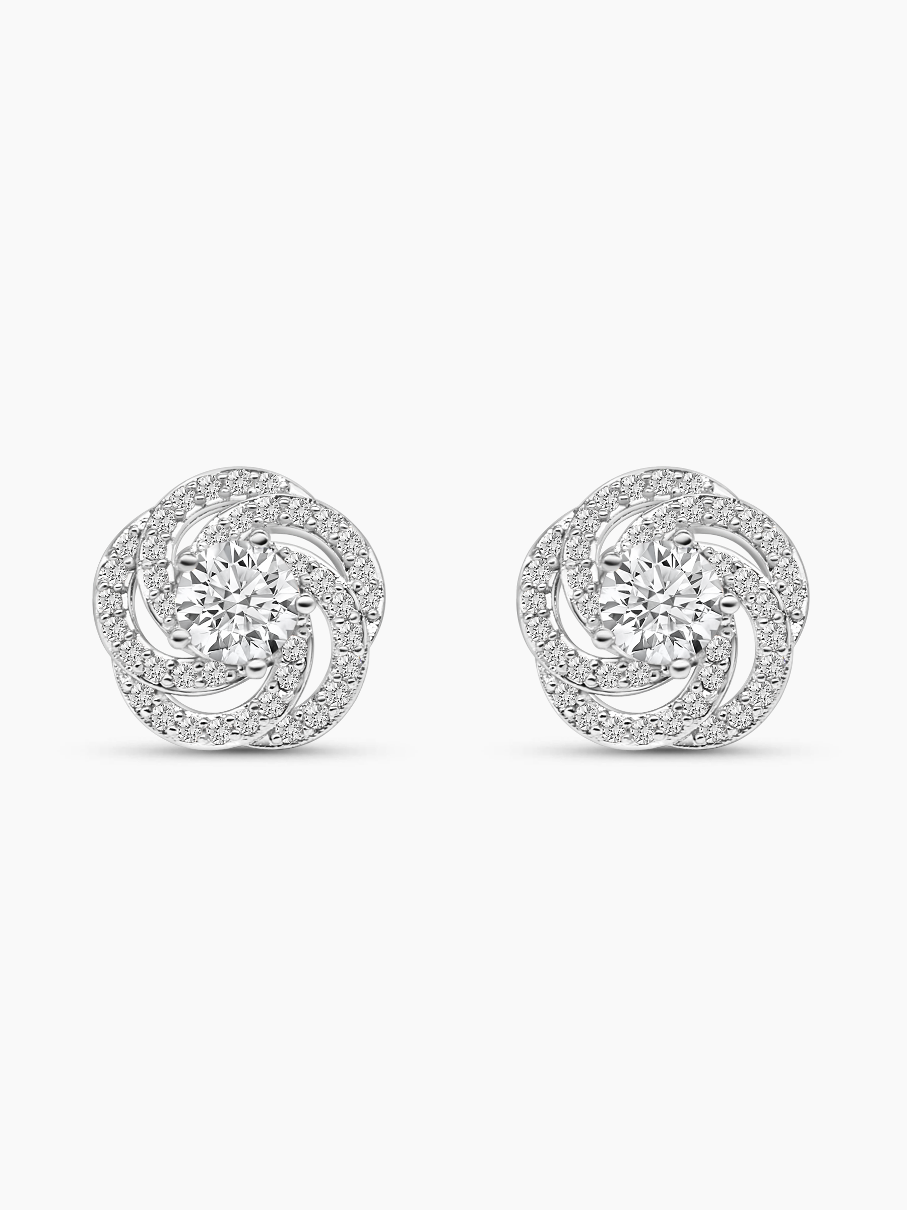 Moissanite Silver Twist Rose Earrings