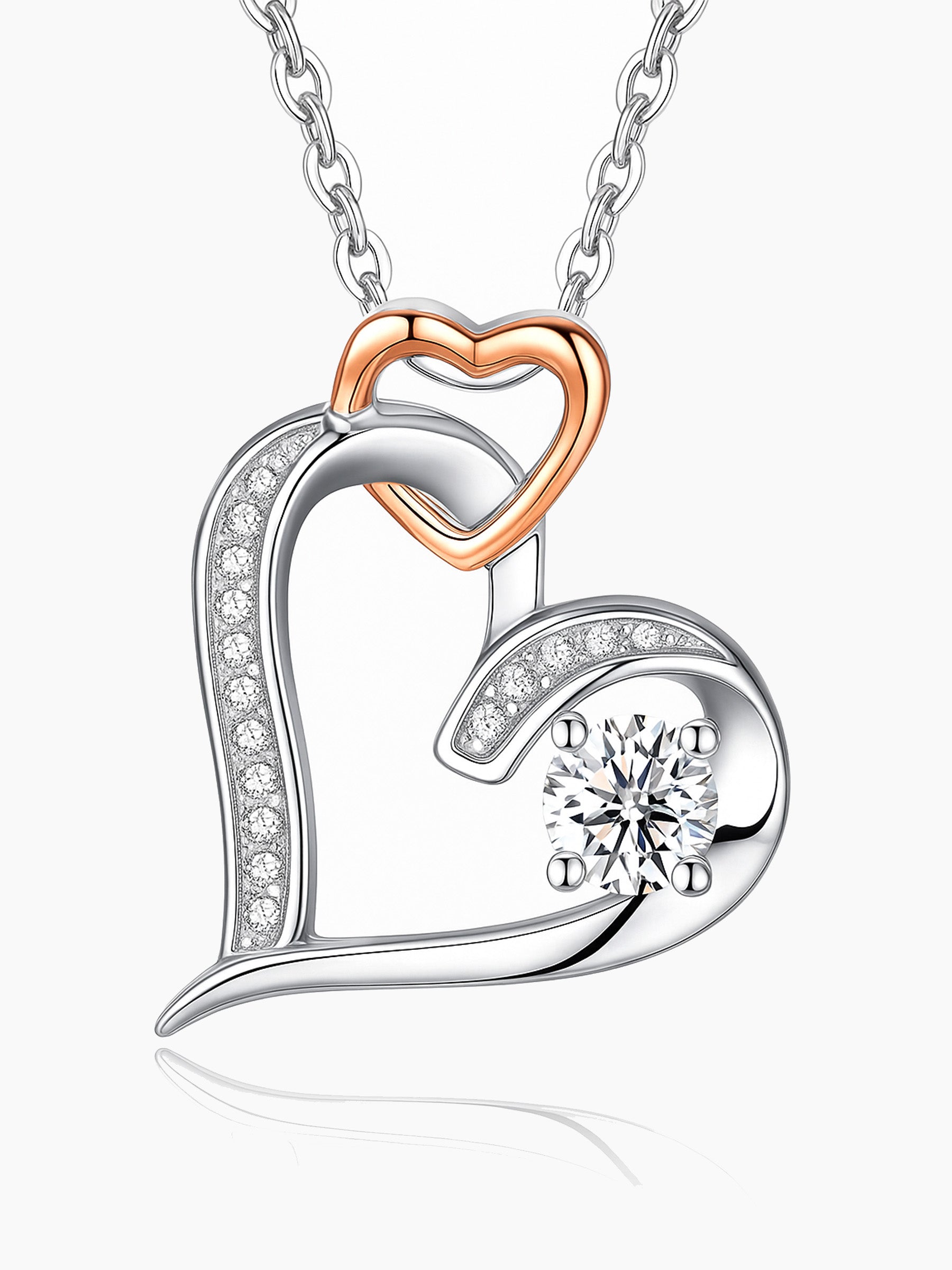 18K White Gold Plated Infinity Love Heart Necklace
